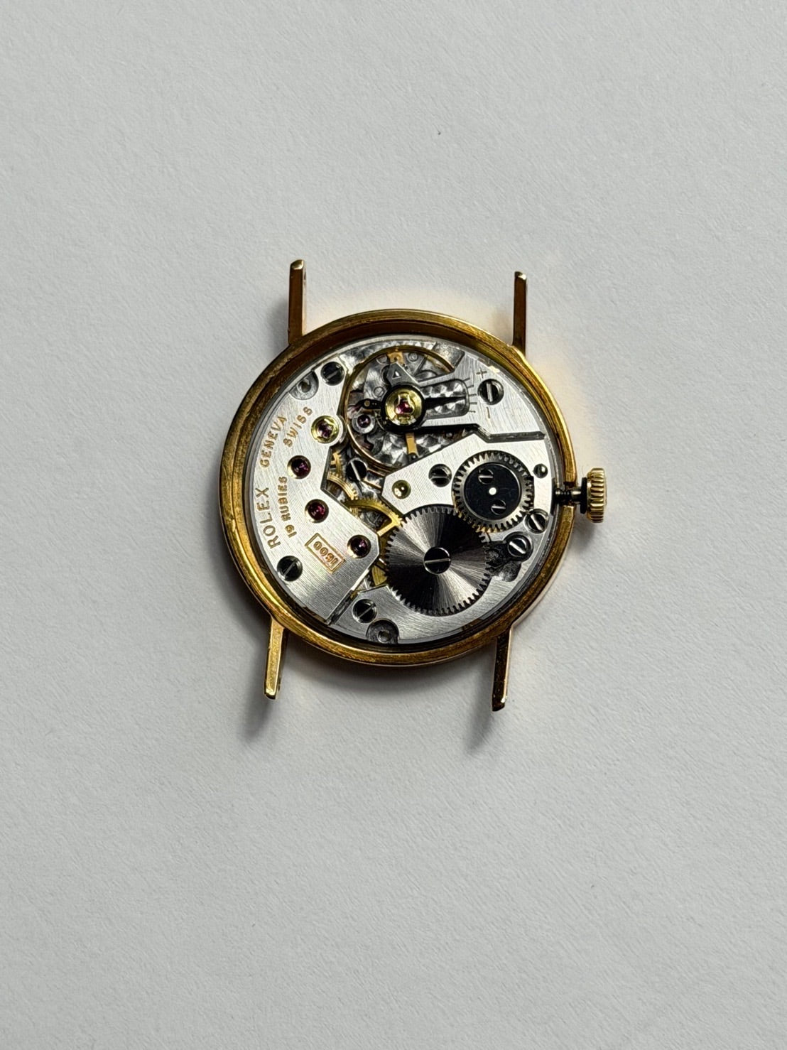 ロレックス チェリーニ 3810 手巻き Cal.1600 750YG 革 純正ピンバックル(GP)ホワイトローマン 26番(1968年)純正レザーベルト付き オーバーホール済み