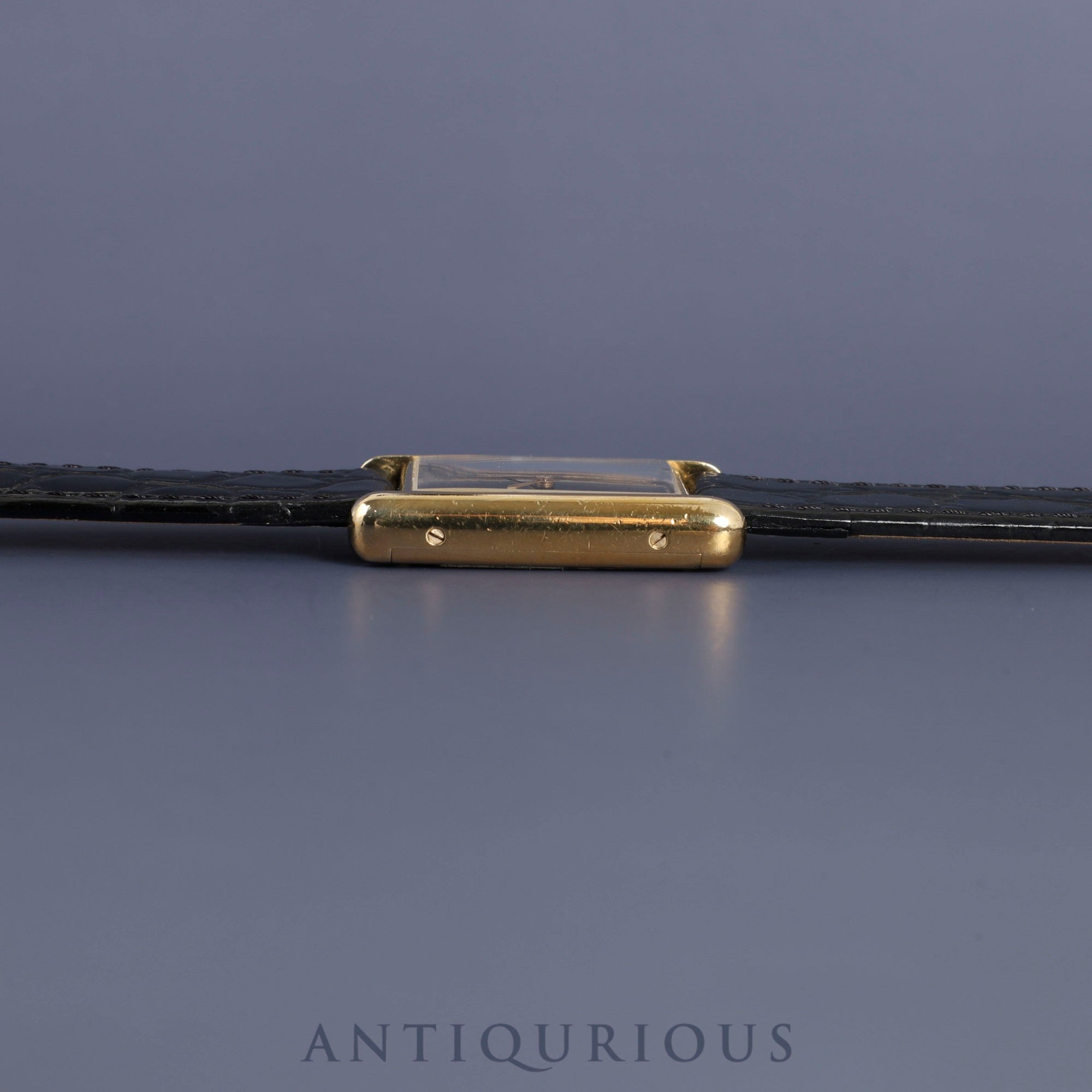 カルティエ マストタンク LM 手巻き Cal.78-1  SV925 革 純正尾錠(GP)ブラックオニキス文字盤 オーバーホール済み 新品仕上げ済み