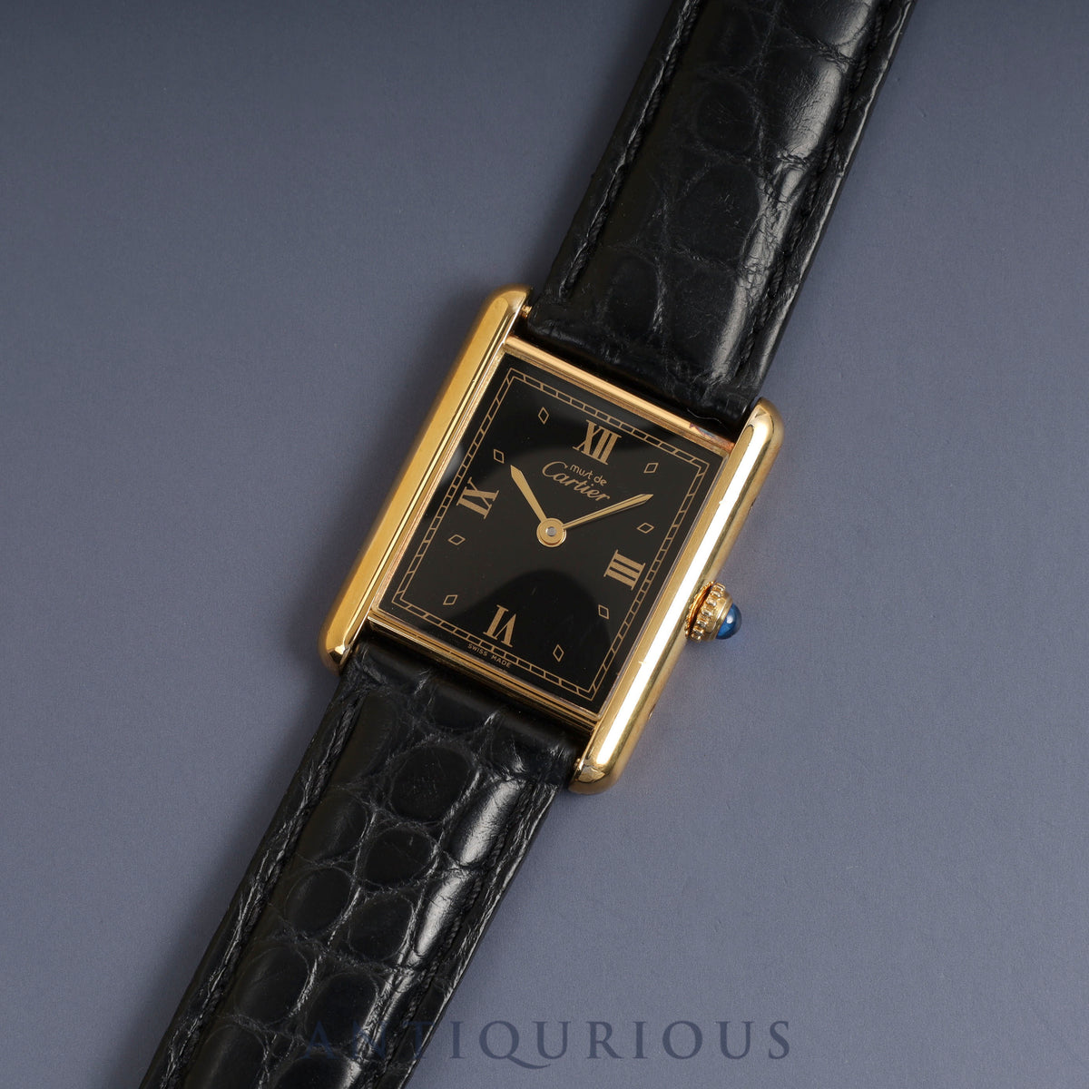 Cartier Must Tank LM QZ Black Roman Dial Fully Serviced