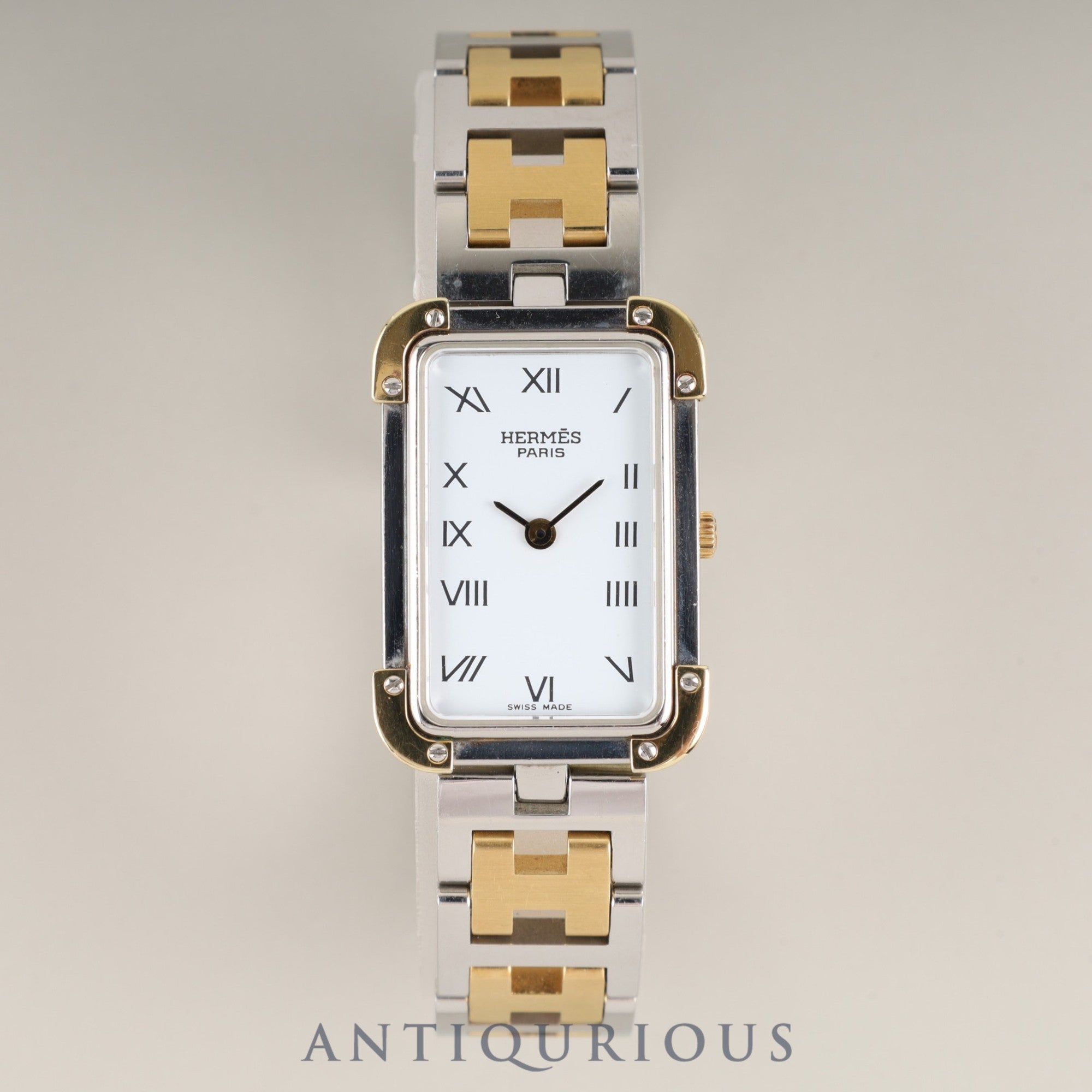 Hermès Cloajour CR1.240 Quartz Cal.976.001 SS/GP SS/GP White Dial Box Booklet Warranty (1996) Overhauled
