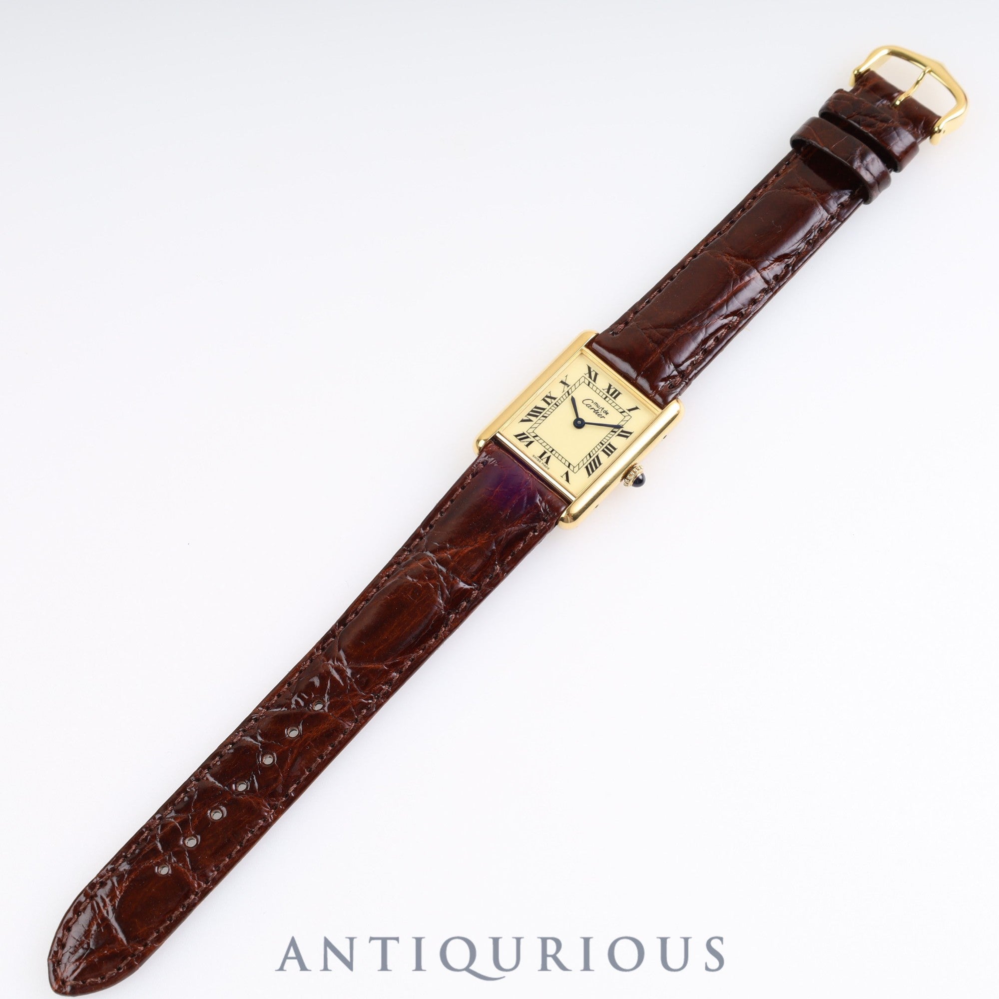 Cartier Must Tank LM Manual winding 925 Leather Genuine buckle (GP) Ivory Roman dial Box Cartier boutique complete service