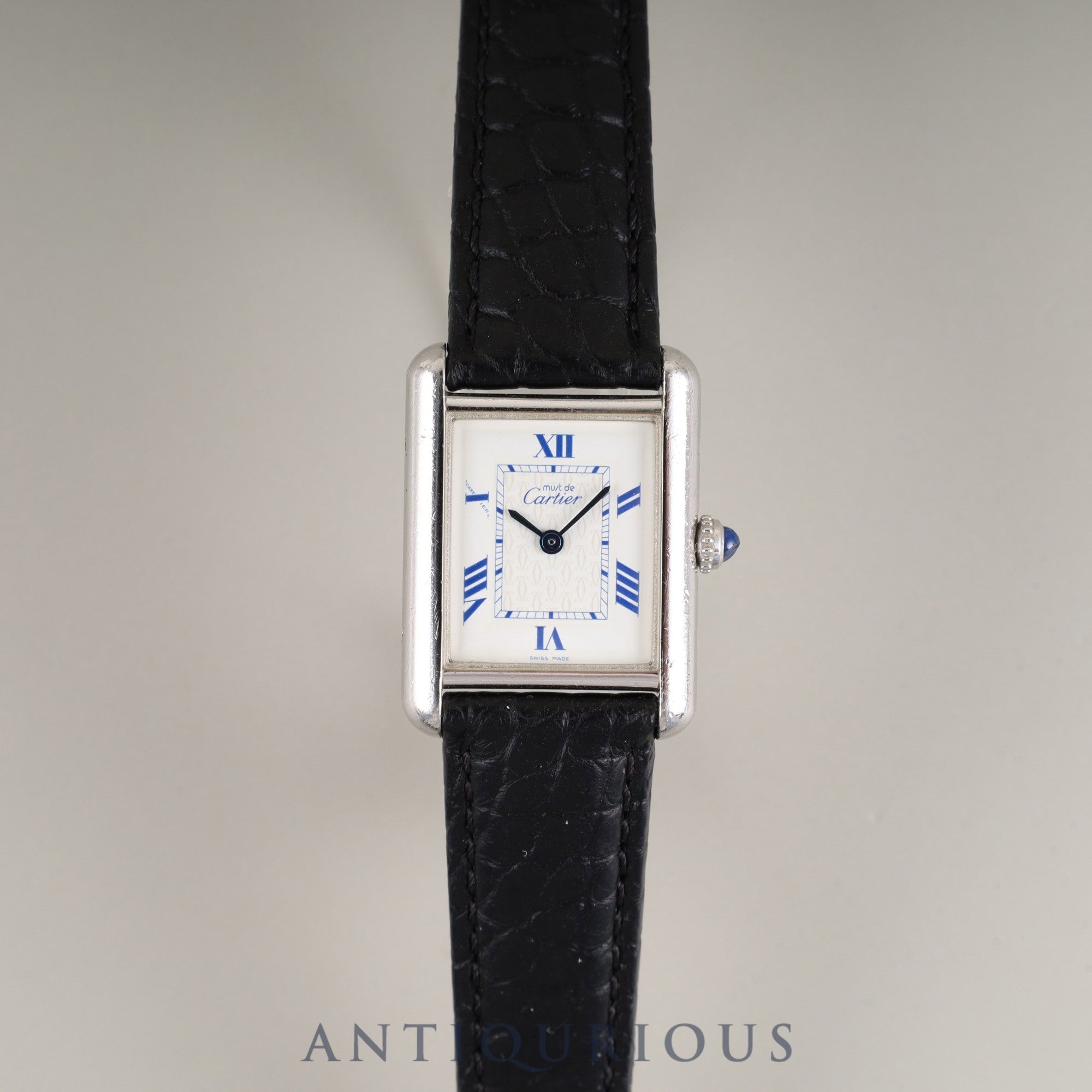 Cartier Must Tank MM W1014054 / 2416 Quartz Caliber 057 SV925 Leather Strap with Genuine D-Clasp (Stainless Steel) White Roman Dial (SWISS MADE) Overhauled
