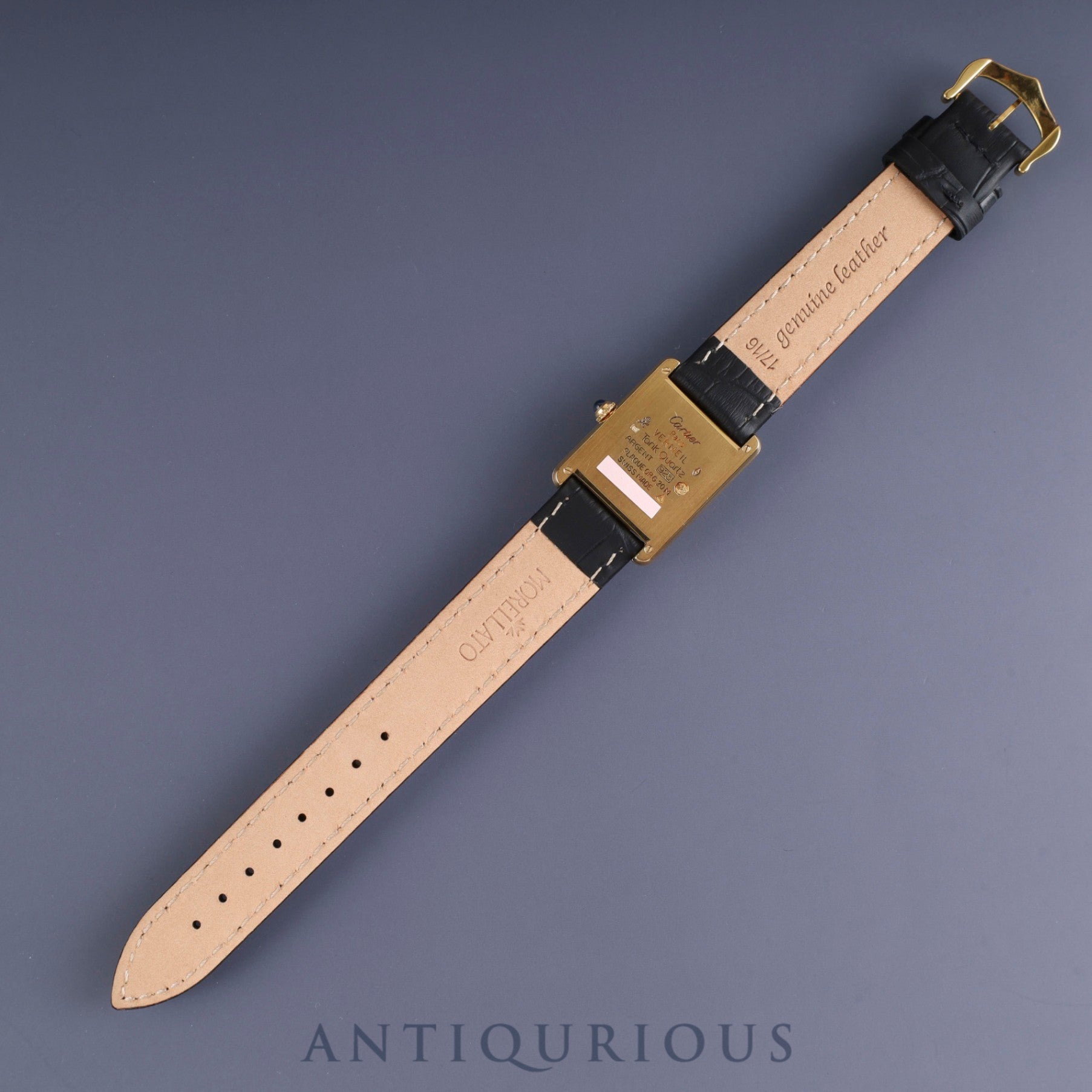 Cartier Must Tank LM 590005 Quartz SV925 Leather Genuine Buckle (GP) Ivory Roman Dial Overhauled