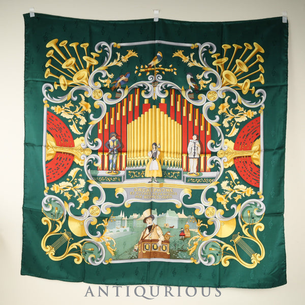 エルメス スカーフ カレ90 パイプオルガンと時計仕掛けの楽器 SILK100% 箱