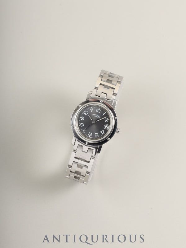 エルメス クリッパー CL4.210 クォーツ SS SS グレー文字盤 保証書(1999年)オーバーホール済み