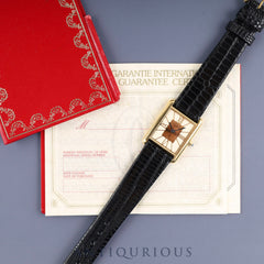 カルティエ マストタンク LM 6 81006 クォーツ Cal.81 SV925 革 純正尾錠(GP) アイボリークロワゾネ文字盤 1982年頃〜1995年頃 保証書 オーバーホール済み