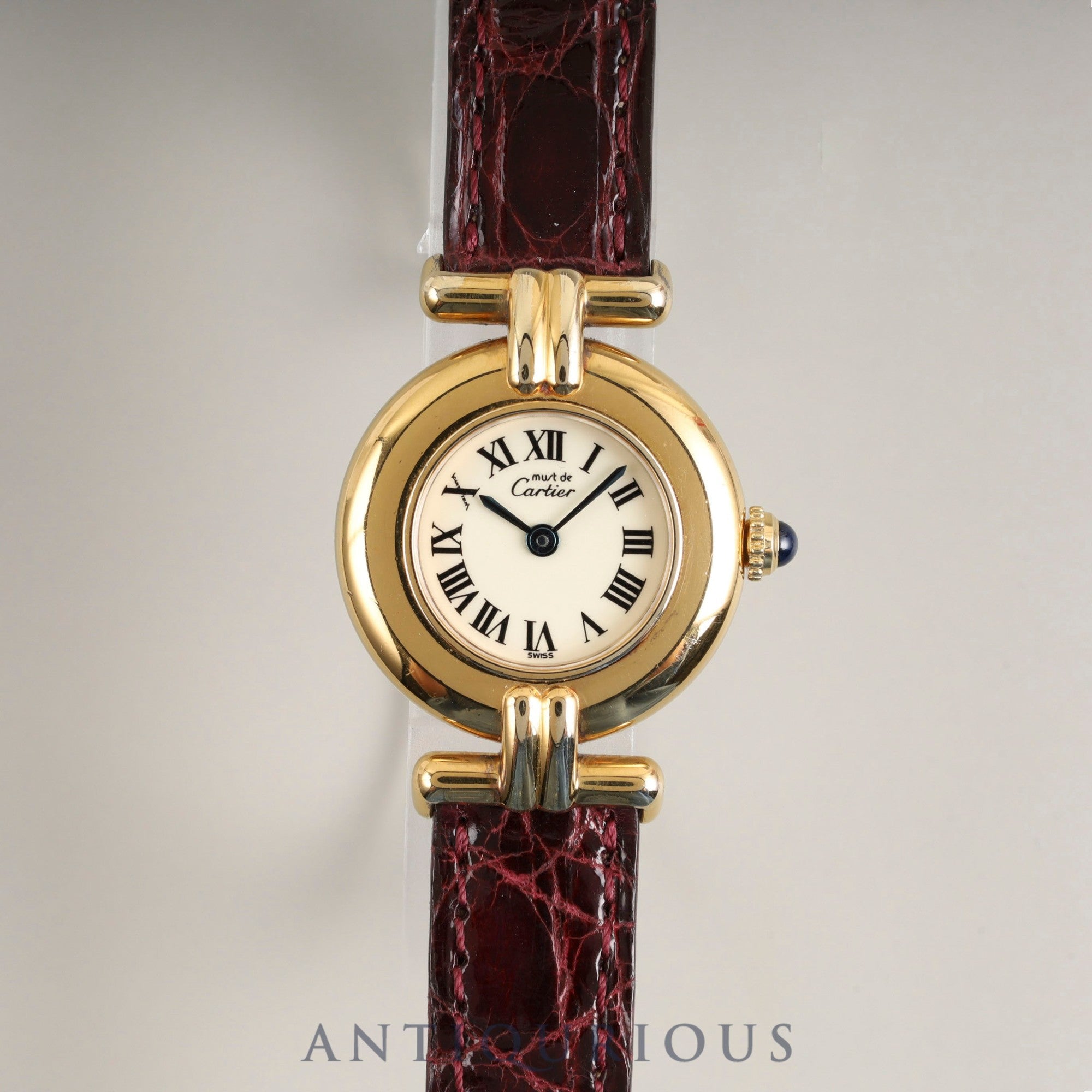 Cartier Must Colisee W1000653 / 590002 Quartz Caliber 90 SV925 with Genuine Leather Strap and Genuine GP Buckle. Ivory Roman Dial. Overhauled.