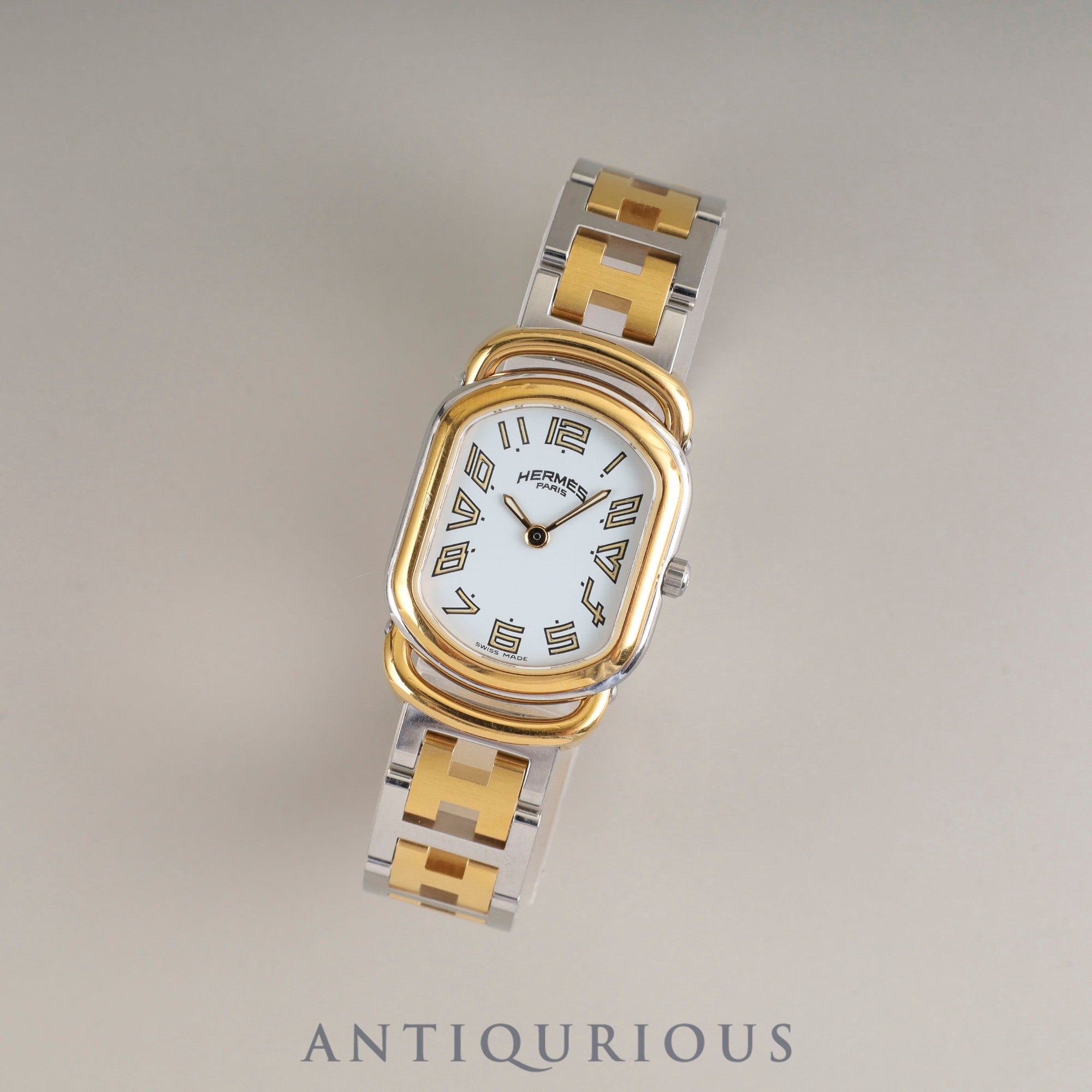 Hermes Rally RA1.240 Quartz Cal.976.001 SS/GP SS/GP White Dial Overhauled