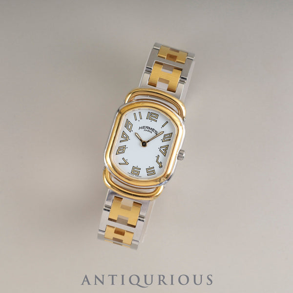 エルメス ラリー RA1.240 クォーツ Cal.976.001 SS/GP SS/GP  ホワイト文字盤 オーバーホール済み