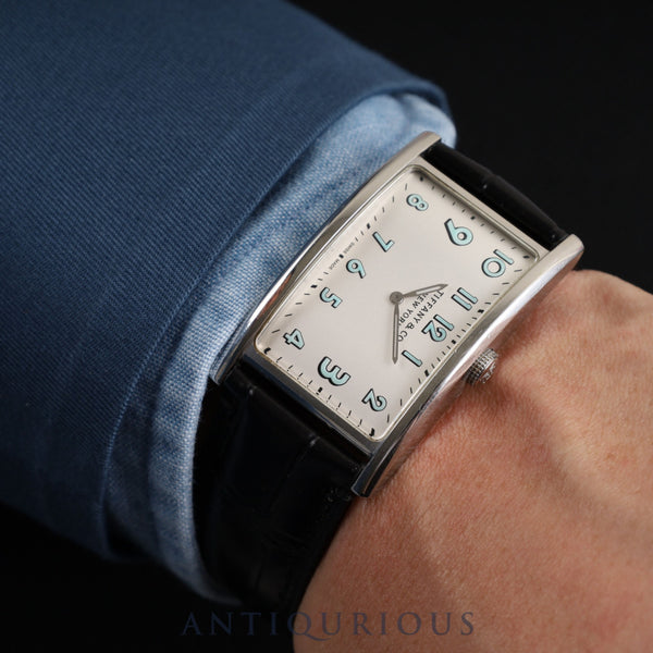 ティファニー イーストウエスト 37447102 クォーツ SS 革 社外尾錠(SS) シルバーアラビア文字盤 箱 保証書(2017年)オーバーホール済み