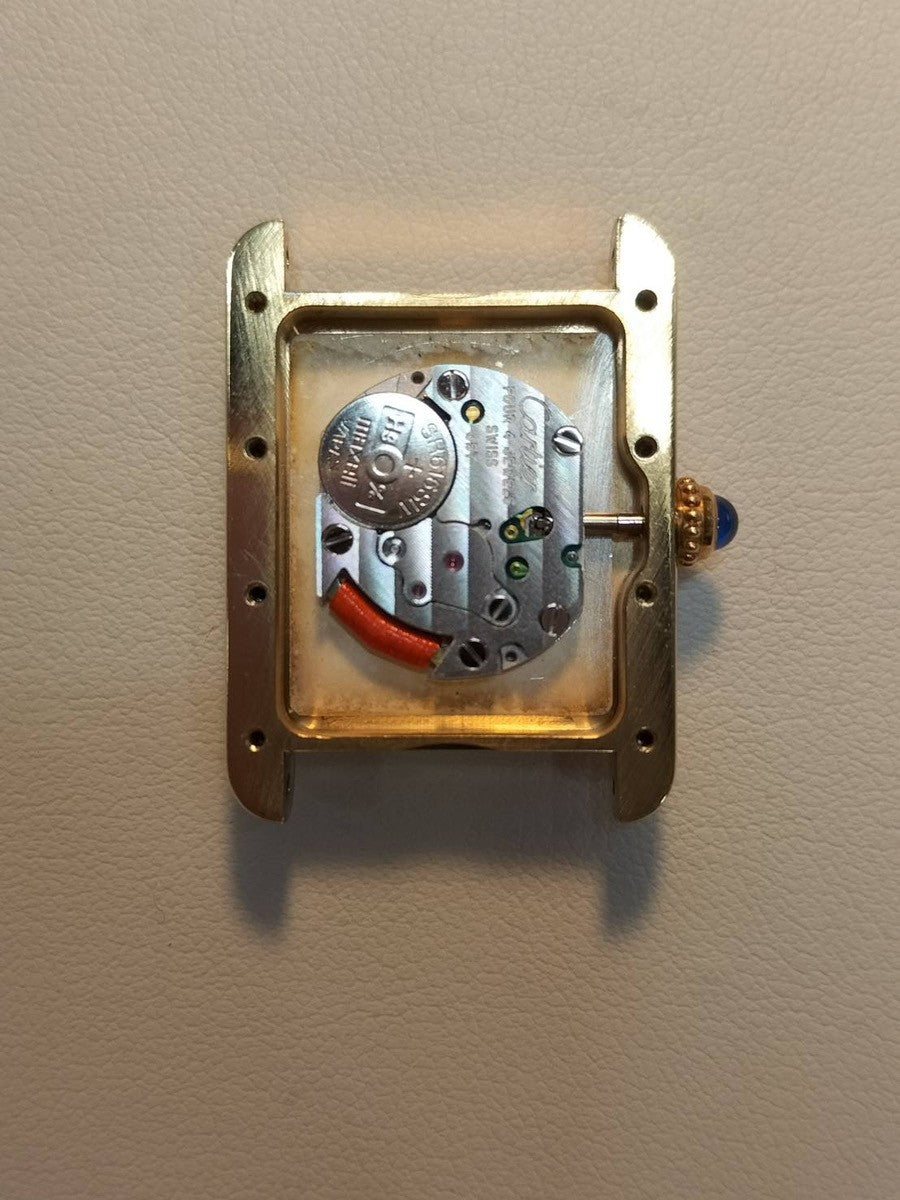 カルティエ マストタンク MM 2415 クォーツ Cal.057 SV925 革 純正Dバックル テレフォンダイヤル文字盤 1990年頃~2004年頃 箱 オーバーホール済み