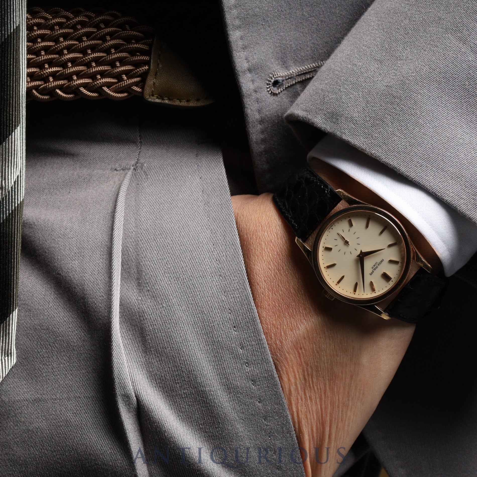 パテック・フィリップ カラトラバ 3796 手巻き Cal.215 PG 純正革ベルト 純正バックル(750)アイボリー文字盤