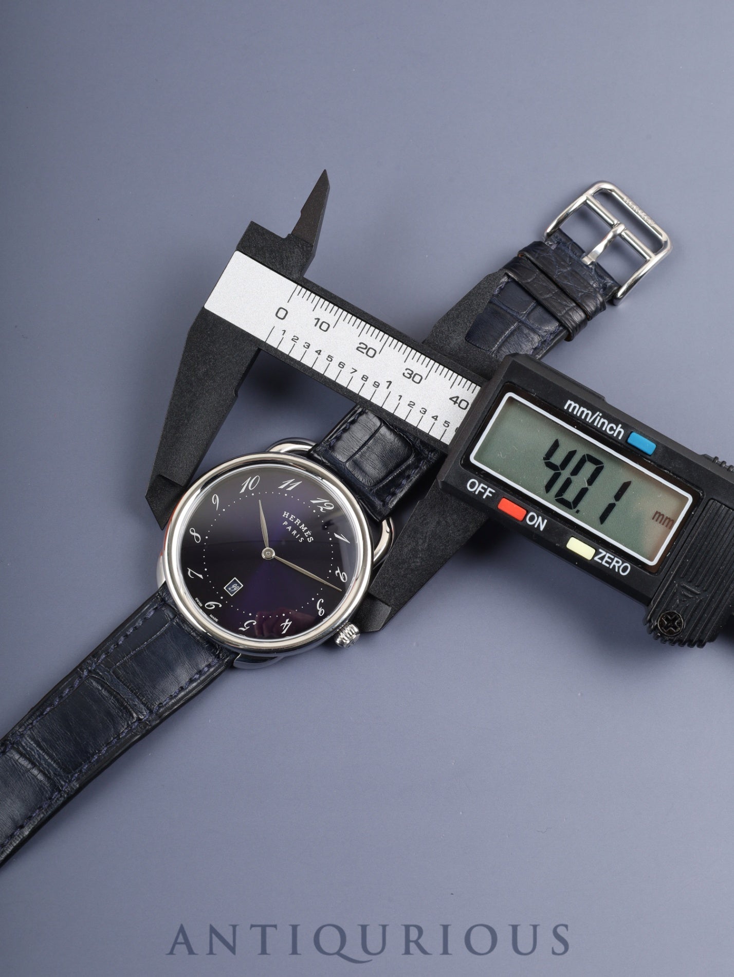 エルメス アルソー AR7Q.810.630 クォーツ SS 純正革ベルト(B刻印:2023)純正尾錠(SS) ブルーアラビア文字盤 箱 冊子 保証書(2023年) オーバーホール済み