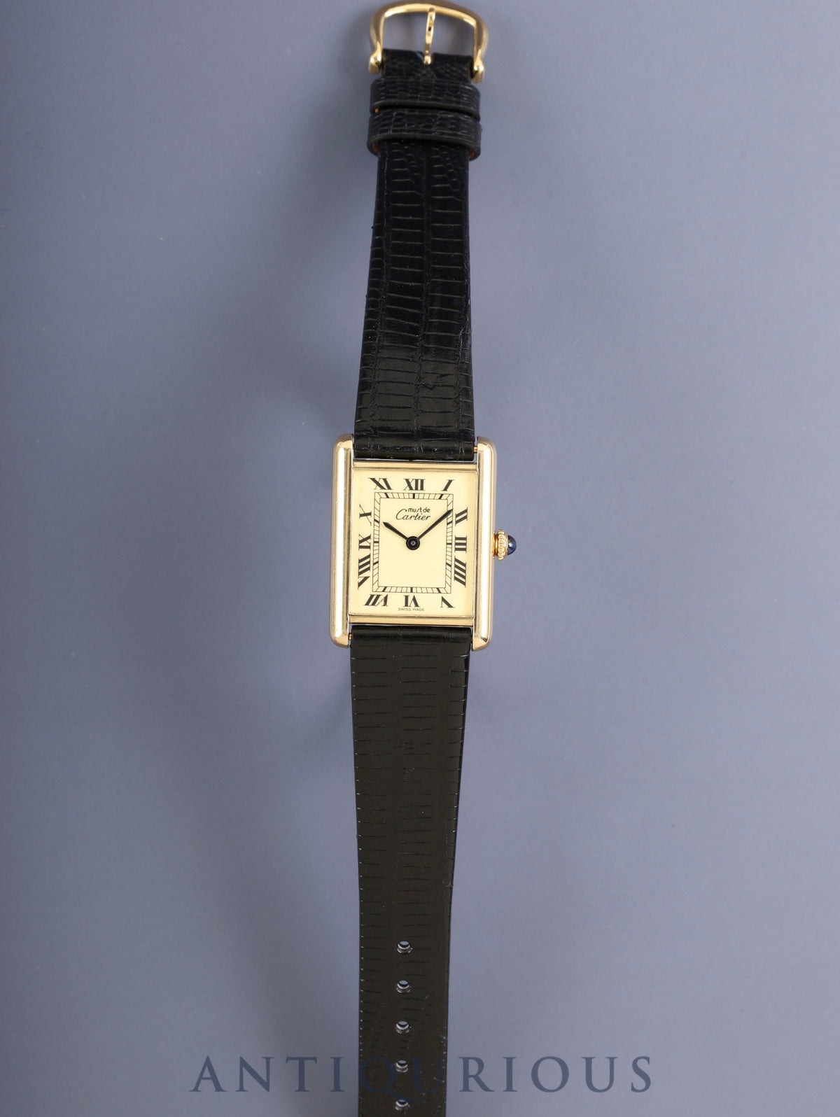 Cartier Must Tank LM Hand-wound Cal.- SV925 Leather Genuine pin buckle (GP) Ivory Roman dial (SWISS MADE表記) Complete service performed at Cartier boutique Function check performed at Cartier boutique
