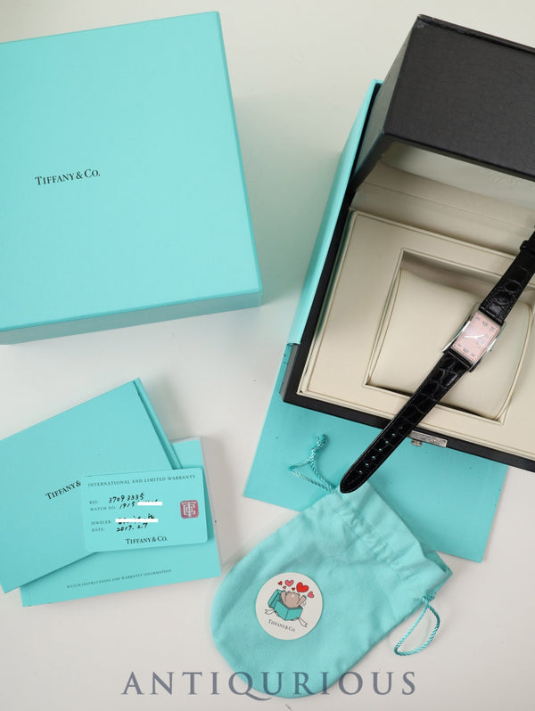 ティファニー イーストウエストミニ 37093335 クォーツ SS 革 純正ピンバックル(SS) ピンクアラビア文字盤 22×36mm 箱 保証書(2017年)冊子 オーバーホール済み