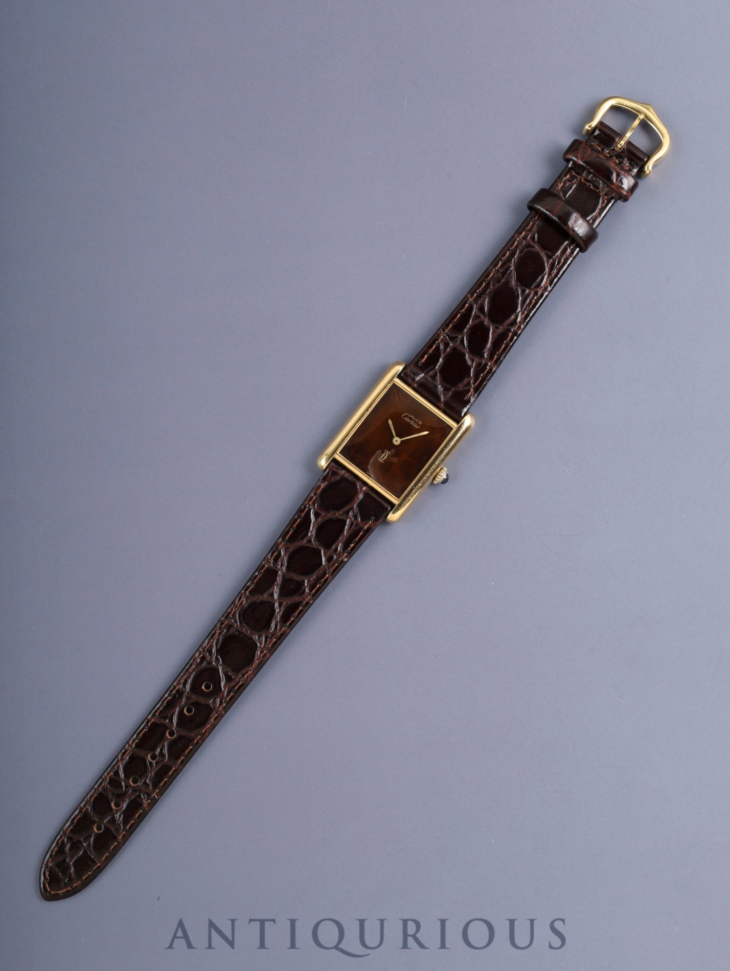Cartier Must Tank LM Hand-wound Cal.78-1 SV925 Leather Genuine Pin Buckle (GP) Mahogany Dial (SWISS marking) Overhauled