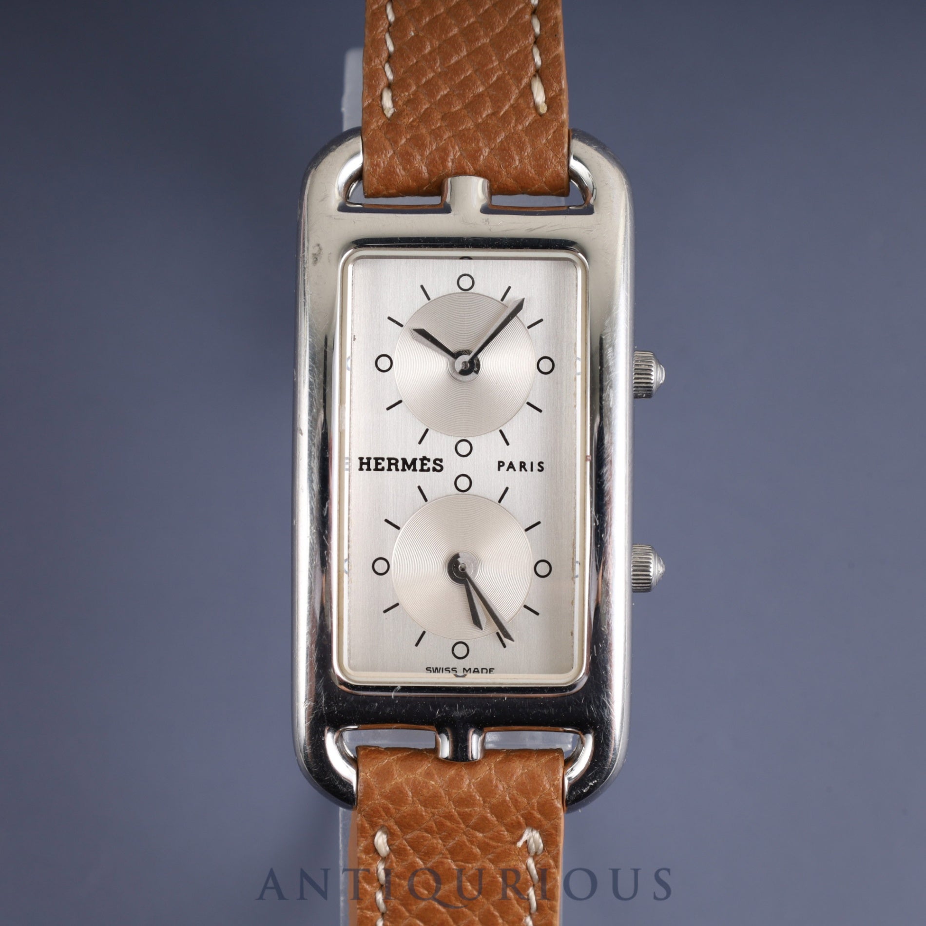 Hermes Cape Cod Dezone CC3-210 Quartz Cal.E01001 SS Leather Genuine Buckle (SS) Silver Dial Overhauled