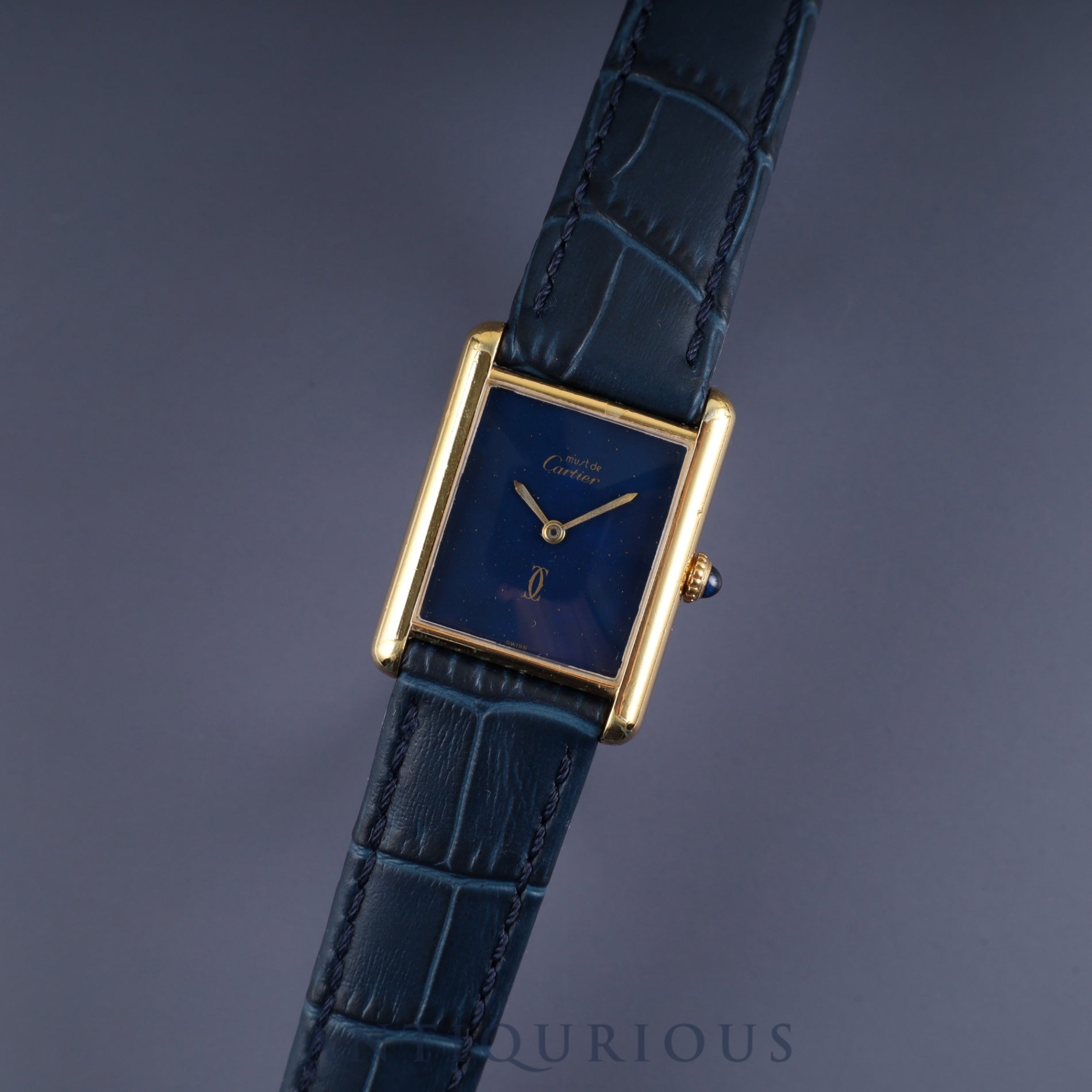 カルティエ マストタンク LM 手巻き Cal.78-1 SV925 革 純正尾錠(GP) ラピスラズリ文字盤 1976年頃~1981年頃 オーバーホール済み