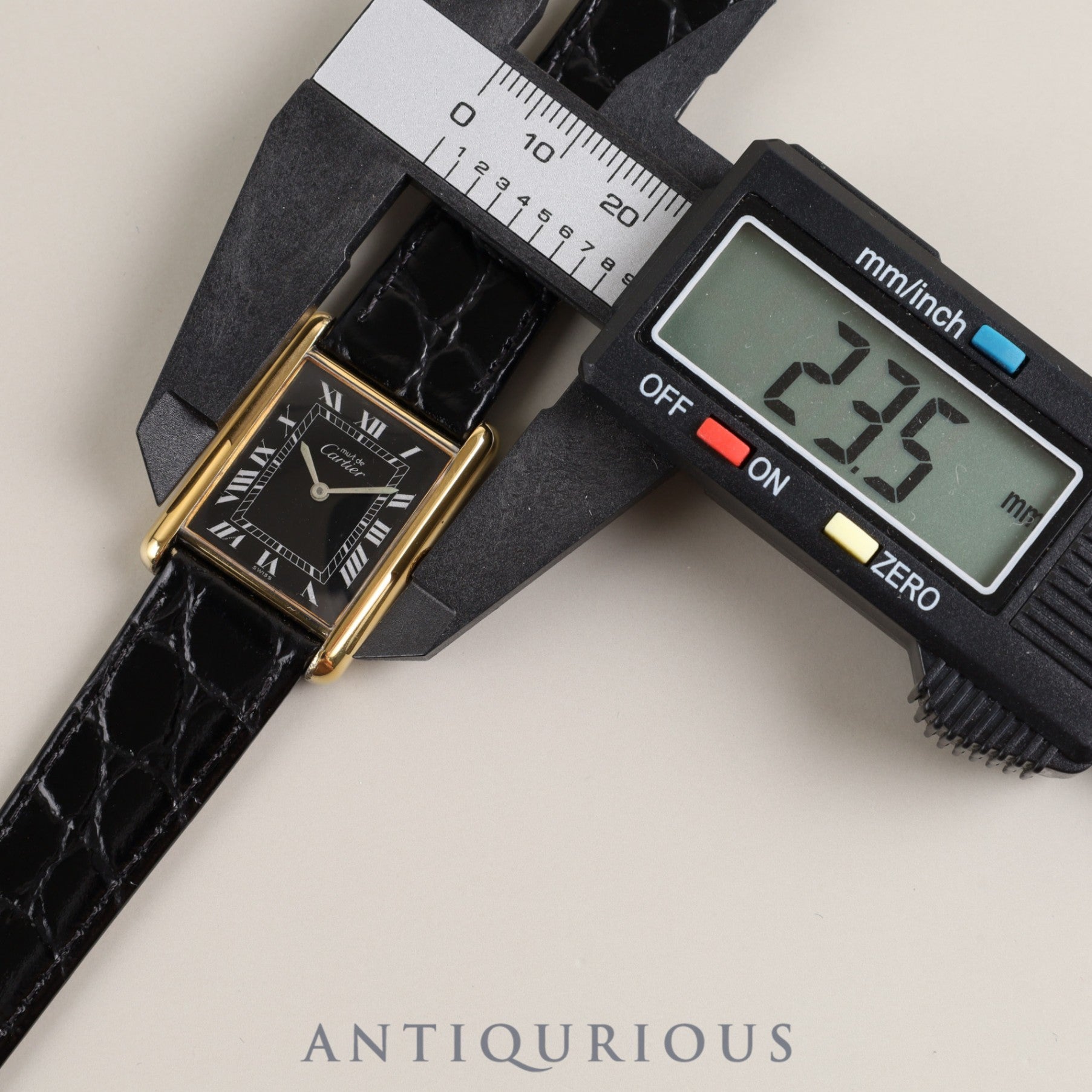 Cartier Must Tank LM Manual winding Cal.78-1 SV925 Leather Genuine buckle (GP) Black Roman dial Overhauled