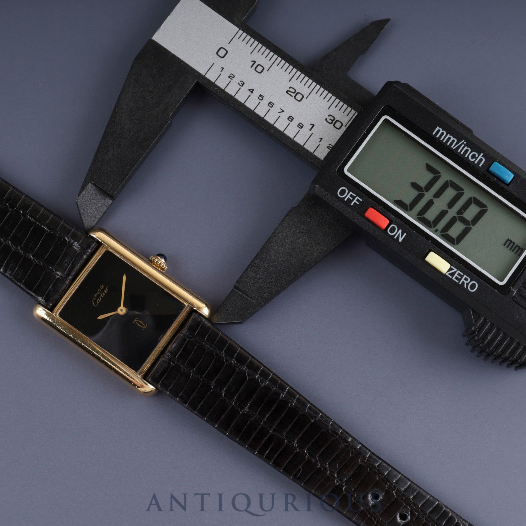 Cartier Must Tank LM Manual winding Cal.78-1 SV925 Leather Genuine buckle (GP) Onyx dial Overhauled