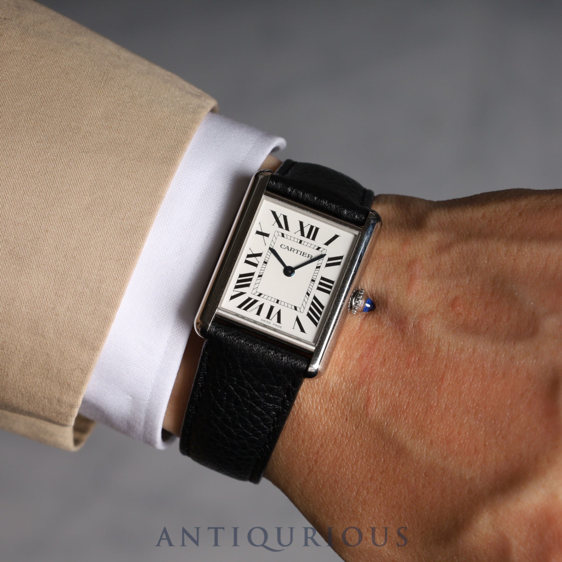 カルティエ タンクマスト LM QZ WSTA0041 / 4323 SS 革 純正ベルト 純正尾錠 シルバー文字盤 箱 保証書(2022年)