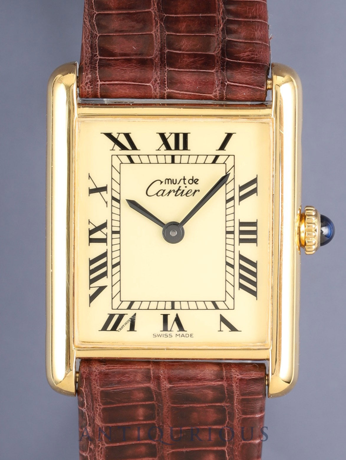 カルティエ マストタンク LM 6 手巻き Cal.- SV925 革 純正ピンバックル(GP)アイボリーローマン文字盤(SWISS MADE表記)新品仕上げ済み カルティエブティックにてコンプリートサービス済み