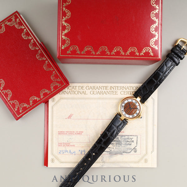 Cartier Must Vendôme VLC SM 590004 Quartz SV925 Genuine buckle (GP) Front Trinity dial Box, booklet, warranty card (1989) Complete service completed at a Cartier boutique