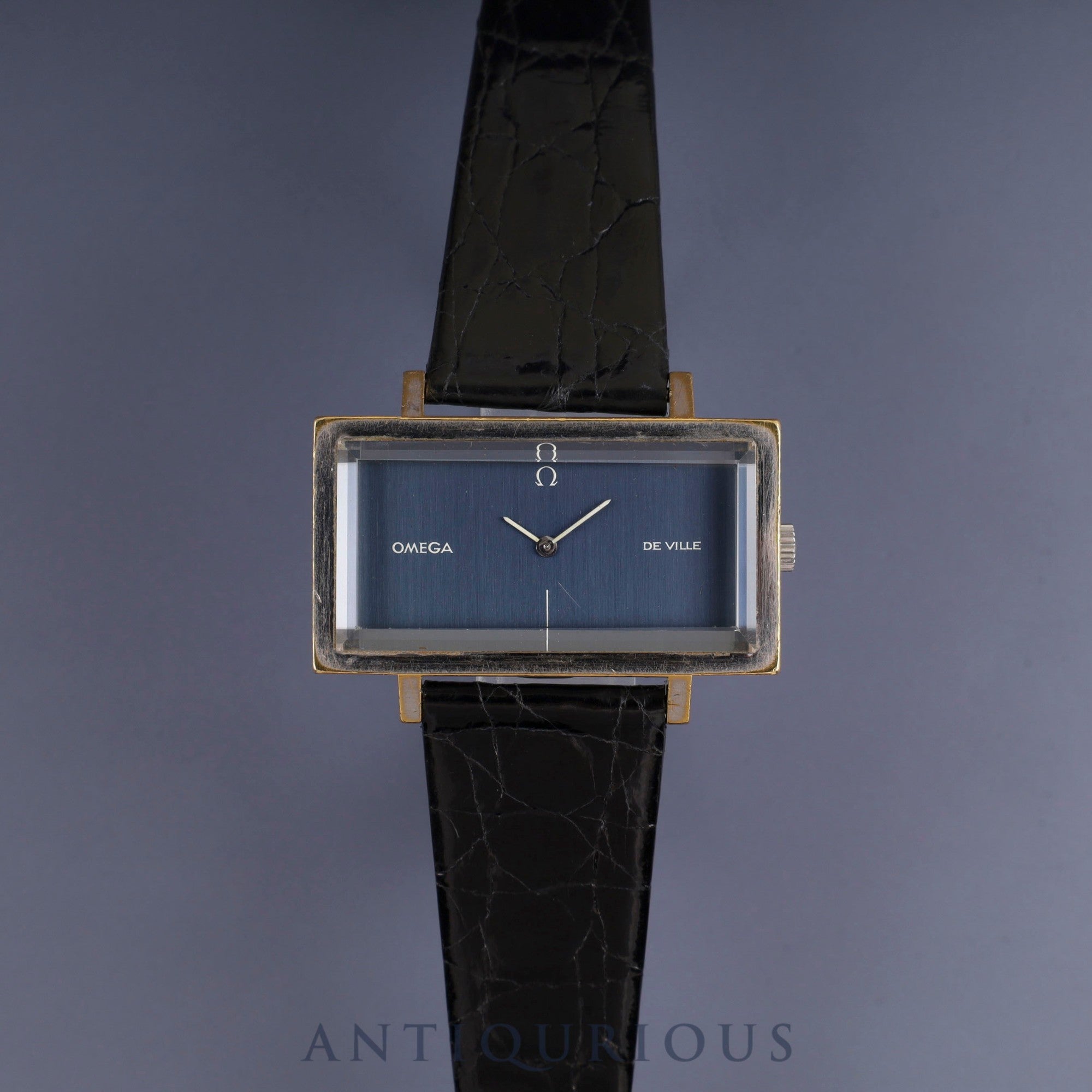 オメガ デ・ヴィル 5110383 手巻き Cal.620 SS 革 純正尾錠(SS) ネイビー文字盤 オーバーホール済み