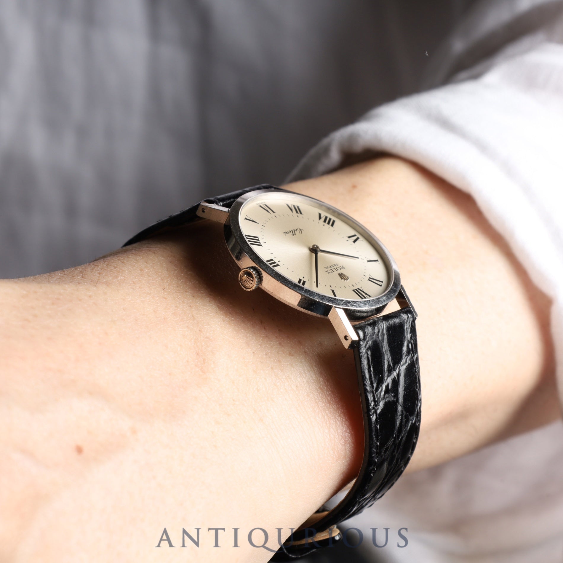 Rolex Cellini 4112 Manual Winding Caliber 1600 750 Leather Strap with Genuine Buckle (750) Silver Dial 42 Series (1974) Box Chief Overhauled