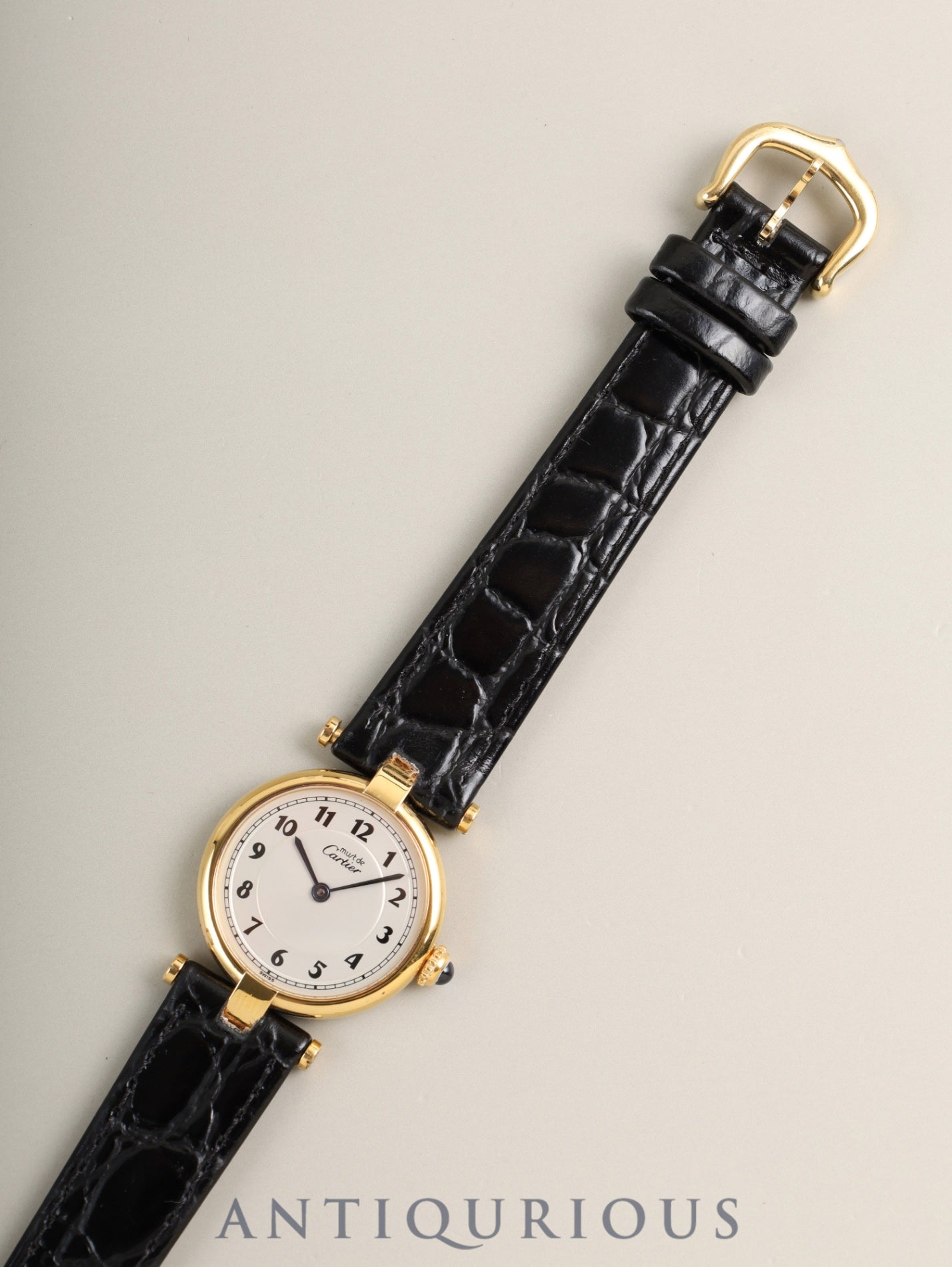 カルティエ マスト ヴァンドーム VLC SM W1002154 / 590004 クォーツ Cal.90 SV925 革 純正ピンバックル(GP)アラビア文字盤(SWISS表記) オーバーホール済み