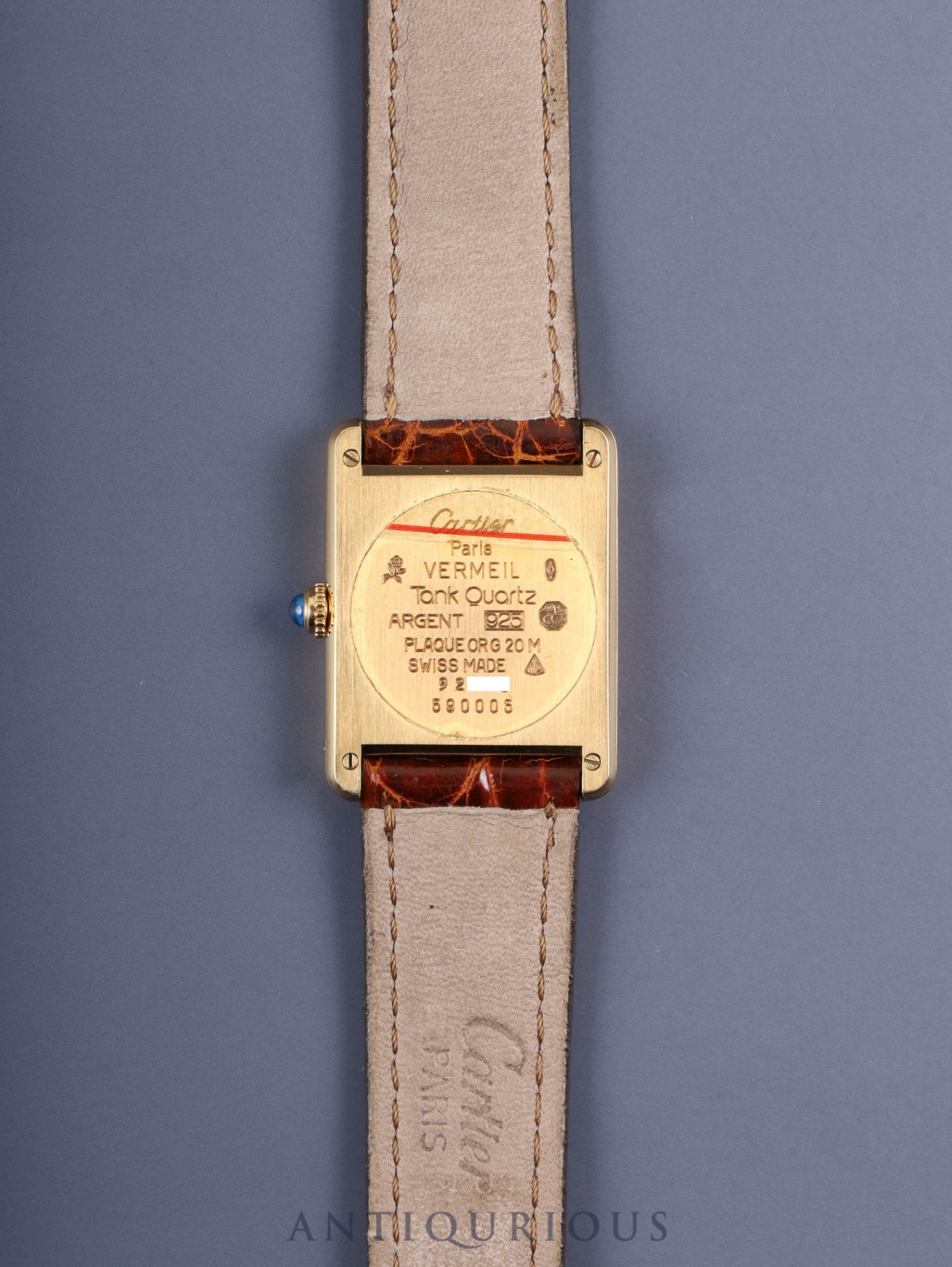 カルティエ マストタンク LM 590005 クォーツ Cal.90 SV925 純正革ベルト 純正尾錠(GP) アイボリーローマン文字盤 箱 冊子 保証書 タグ オーバーホール済み