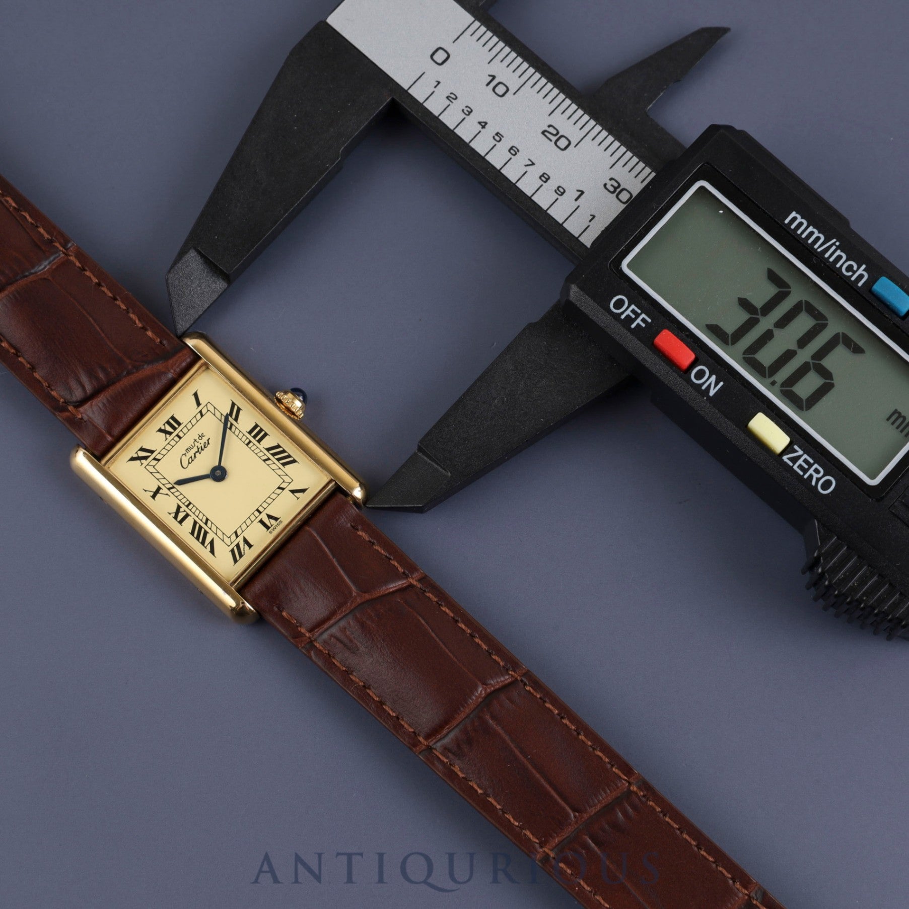 Cartier Must Tank LM 1615 Quartz Cal.90 SV925 Leather Genuine D Buckle (GP) Ivory Roman Dial Overhauled