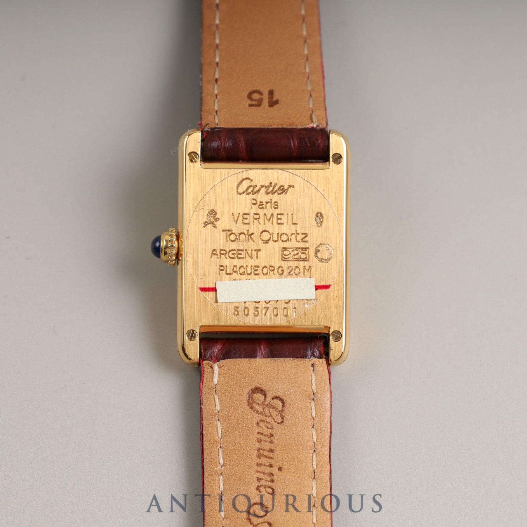Cartier Must Tank SM QZ W1002954 / 5057001 SV925 Leather Genuine Buckle Arabic Dial