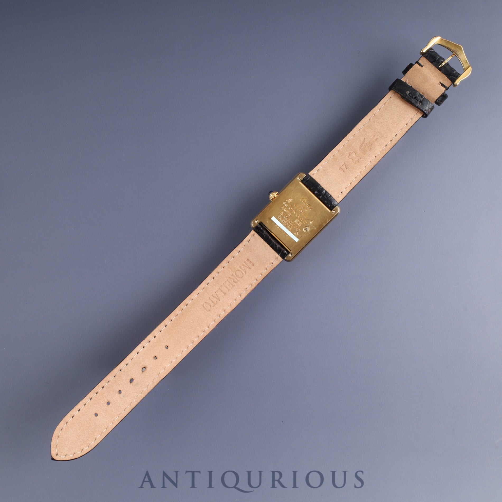 Cartier Must Tank LM 590005 Quartz Cal.90 SV925 Leather Genuine Buckle (GP) Front Trinity Dial Warranty (no date) Overhauled