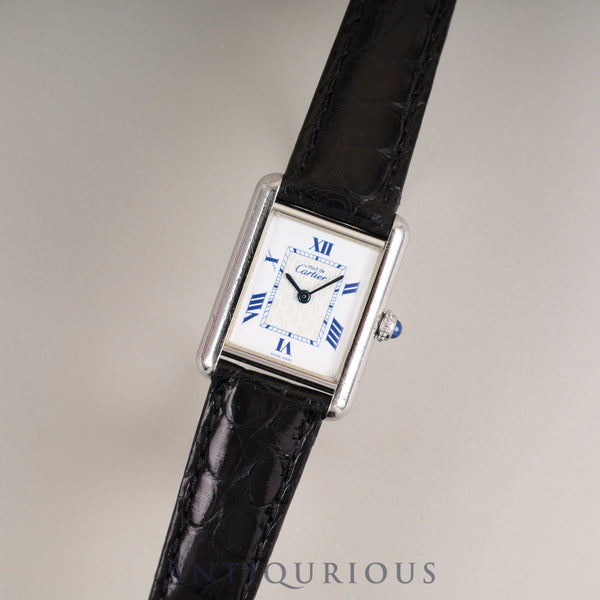 Cartier Must Tank MM W1014054 / 2416 Quartz Caliber 057 SV925 Leather Strap with Genuine D-Buckle (Stainless Steel) White Roman Dial Overhauled