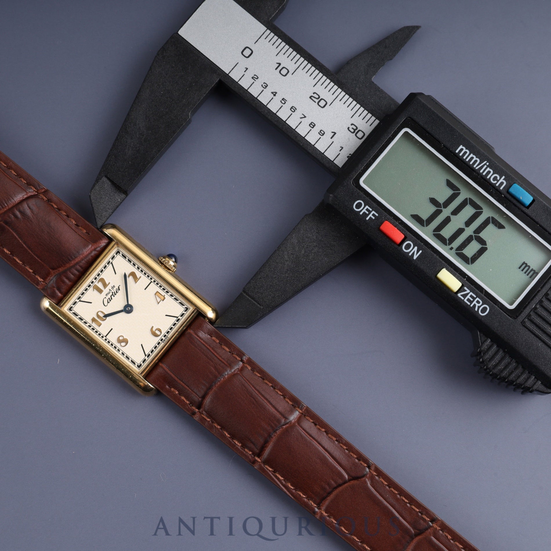 Cartier Must Tank LM 590005 Quartz Cal.90 SV925 Leather Genuine D Buckle (GP) Arabic CC Dial Overhauled