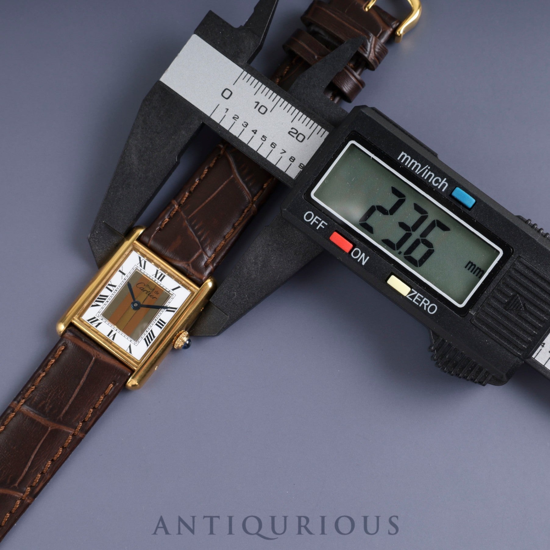 Cartier Must Tank LM 590005 Quartz SV925 Leather Genuine Buckle (GP) Front Trinity Dial Box Booklet Warranty (1990) Complete service completed at Cartier boutique