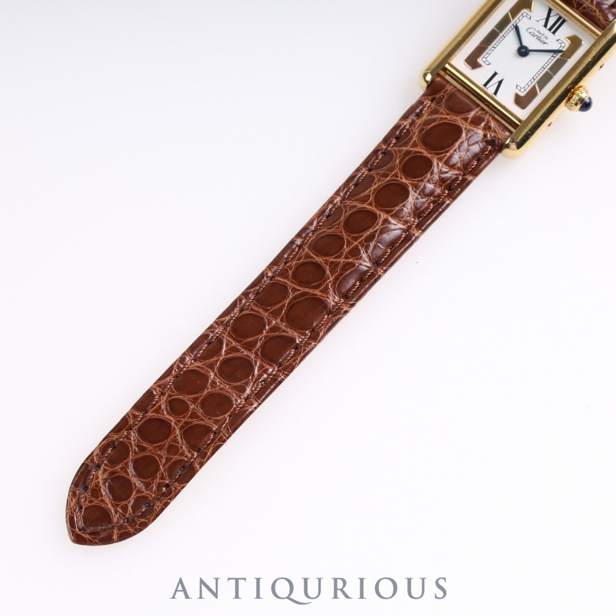 カルティエ マストタンク SM QZ 5057001 SV 革 トリニティ文字盤 純正Dバックル