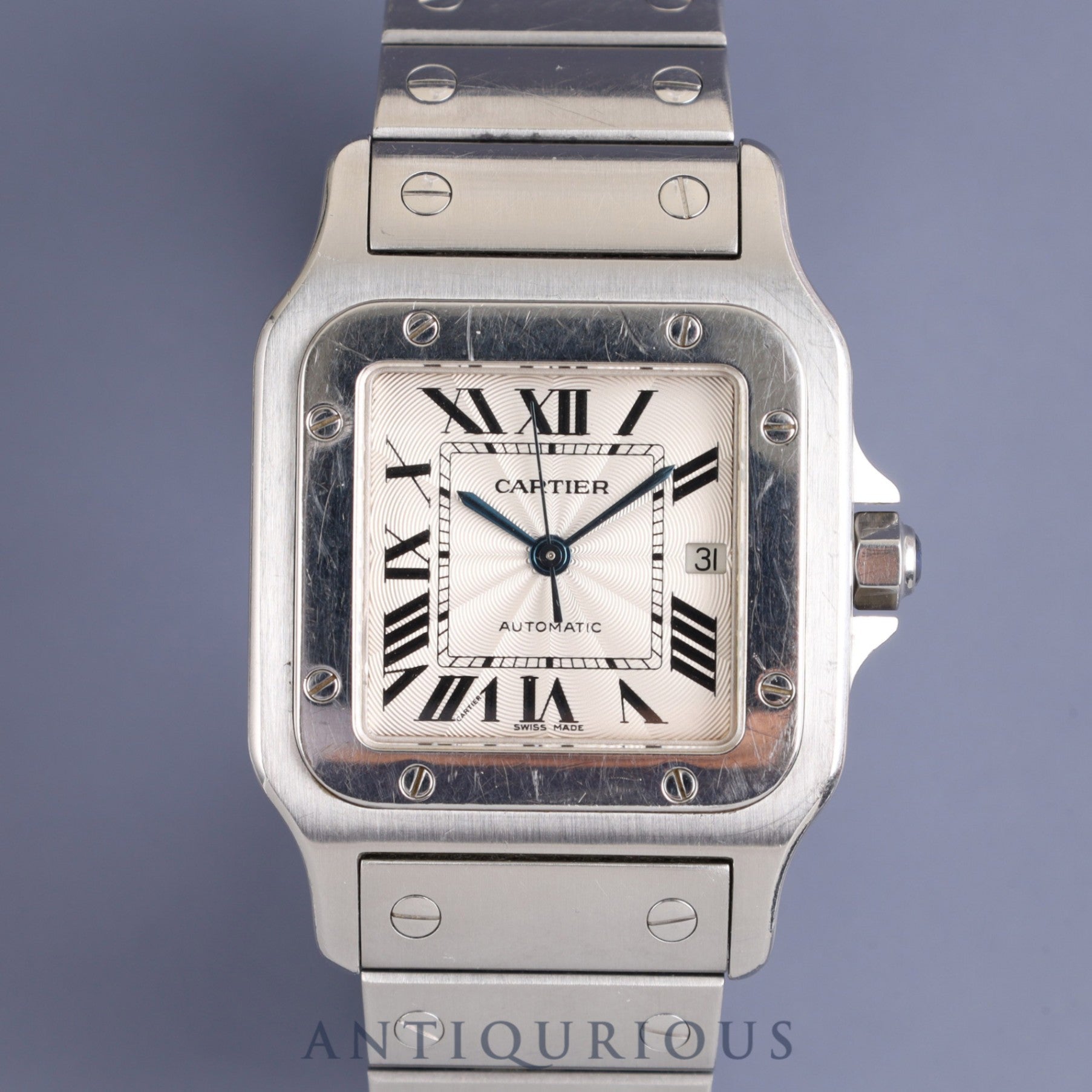 カルティエ サントス ガルベ LM 2319 自動巻き SS SS ギョーシェシルバーローマン文字盤 オーバーホール済み