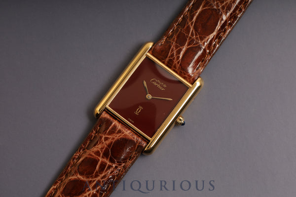 Cartier Must Tank LM QZ Bordeaux Dial 6 81006 Newly Refurbished