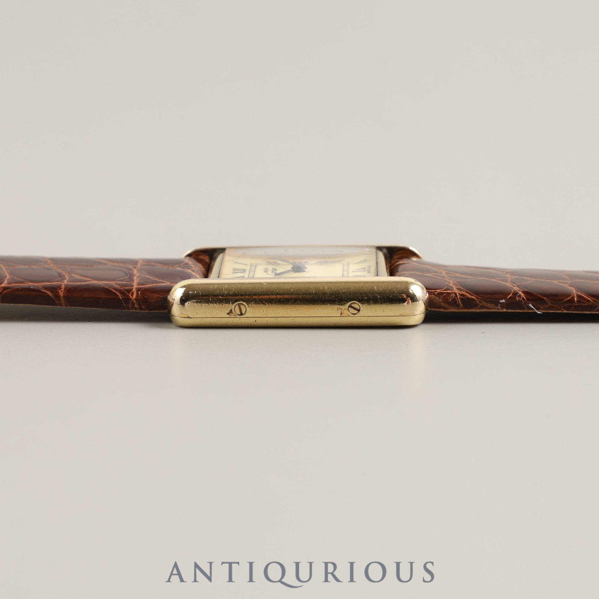 Cartier Must Tank SM 3 66001 Quartz Leather Strap with Genuine GP Buckle, Ivory Roman Dial, Cartier Boutique Complete Service (Full Maintenance)