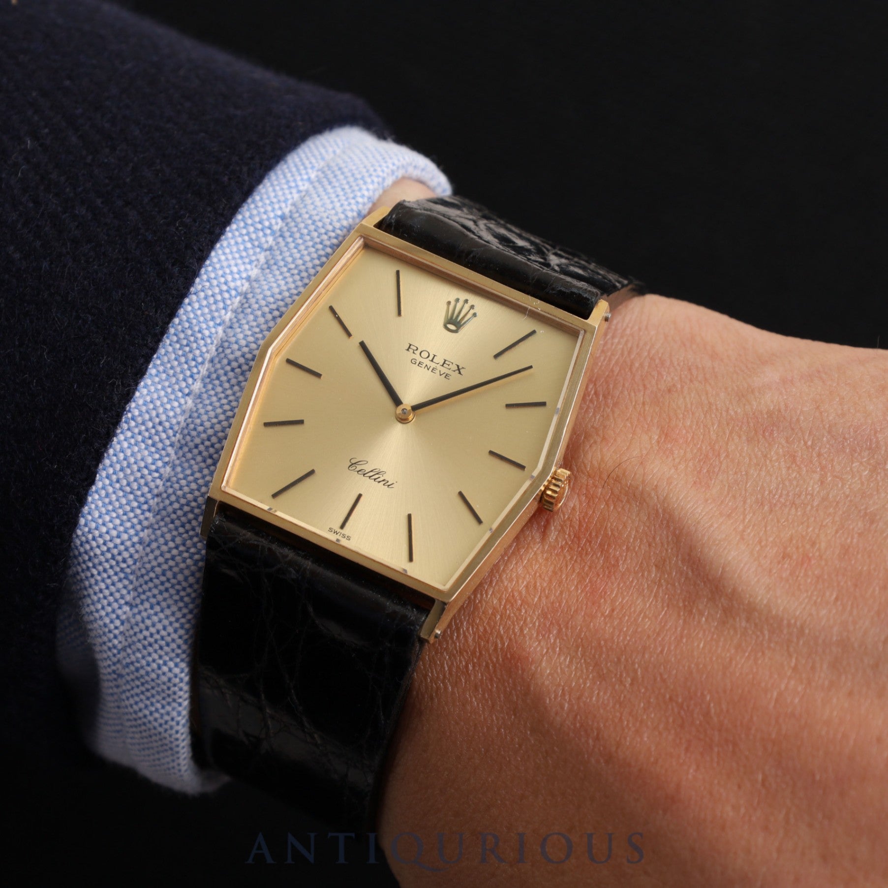 Rolex Cellini 4122 Manual winding Cal.1601 YG Leather Genuine buckle (GP) Gold dial No. 4 Overhauled