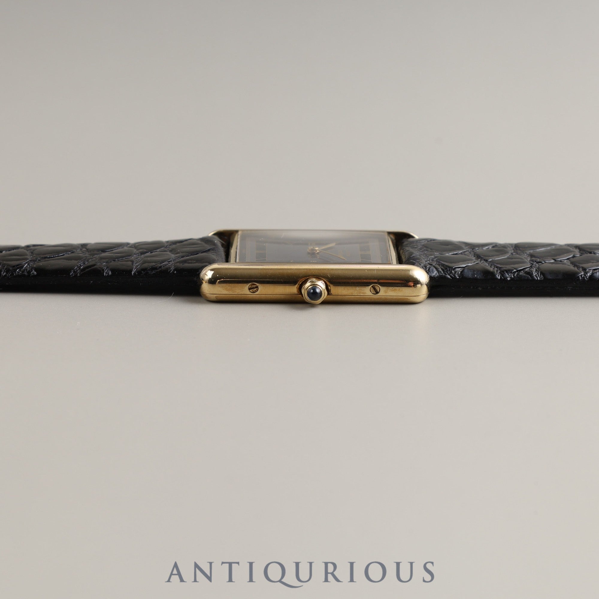 Cartier Must Tank LM QZ 6 81006 Cal.81 SV925 Leather Genuine Buckle (GP) Grey Roman Dial