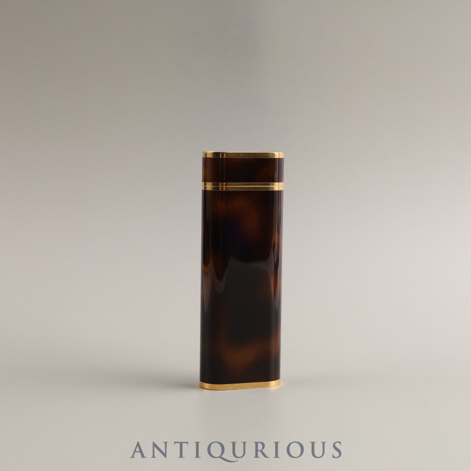 Cartier Lighter Oval Lacquer Marble Brown GP Box