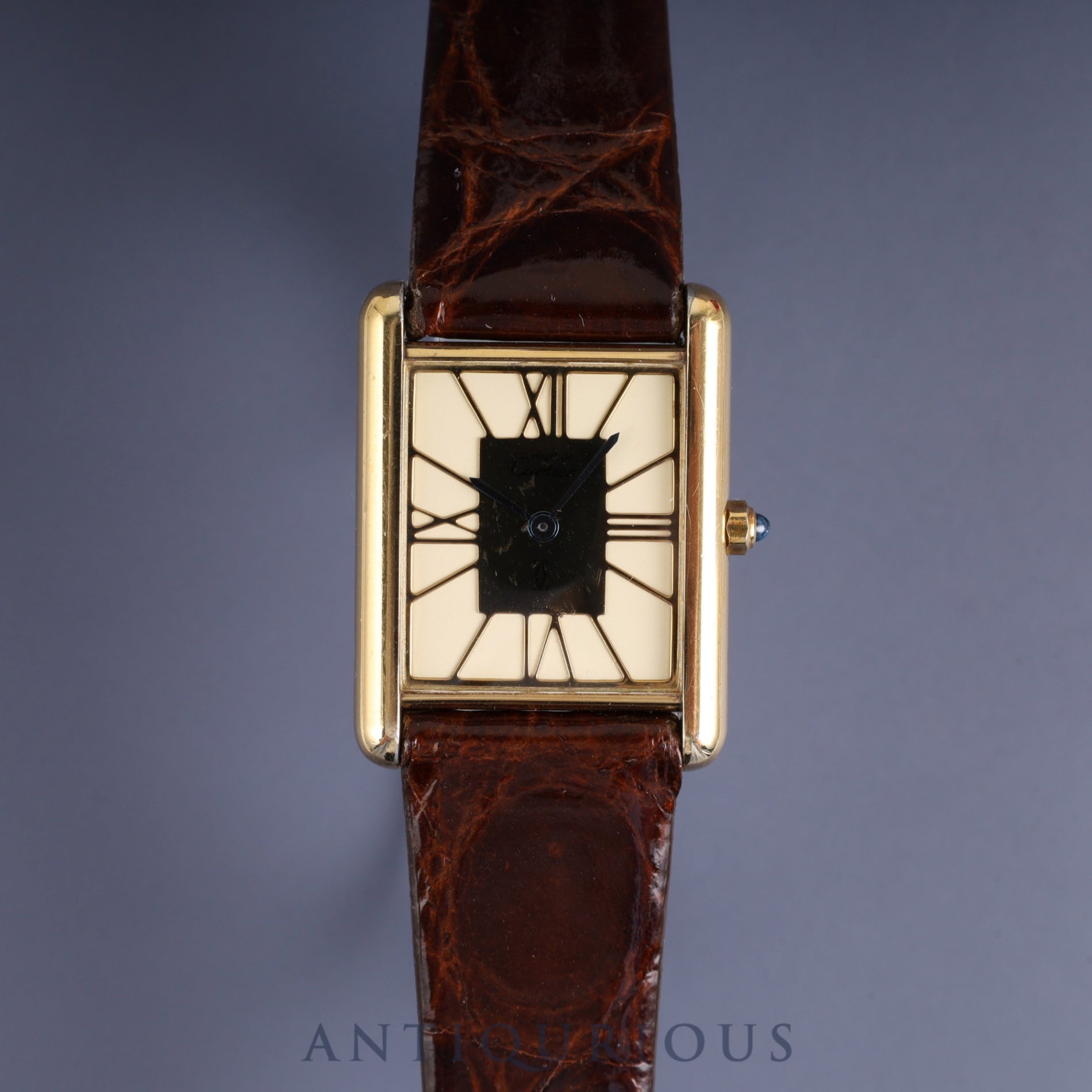 Cartier Must Tank LM 6 81006 Quartz Caliber 81 SV925 Leather Strap with Genuine GP Buckle, Ivory Cloisonné Dial, Overhauled