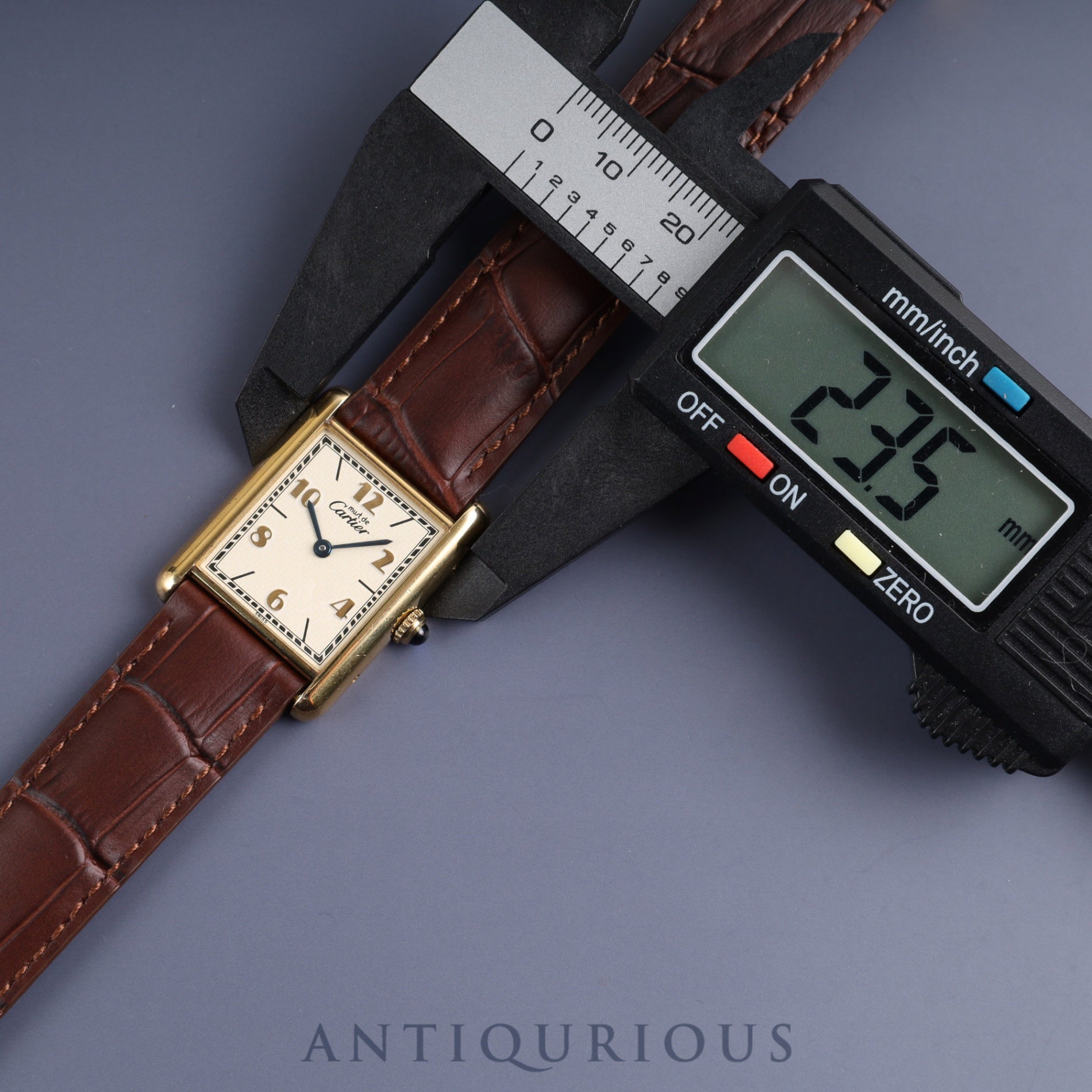 Cartier Must Tank LM 590005 Quartz Cal.90 SV925 Leather Genuine D Buckle (GP) Arabic CC Dial Overhauled