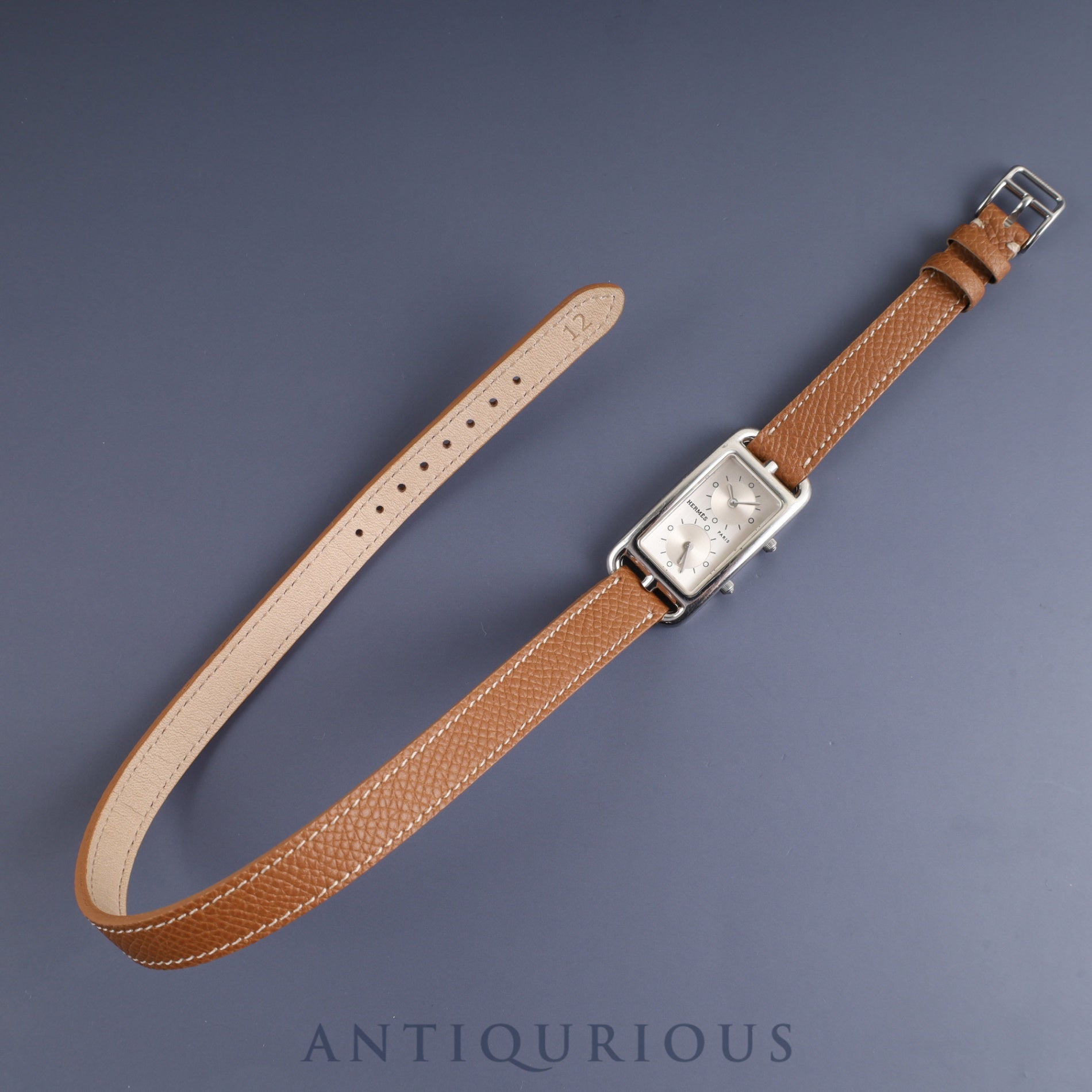 Hermes Cape Cod Dezone CC3-210 Quartz Cal.E01001 SS Leather Genuine Buckle (SS) Silver Dial Overhauled