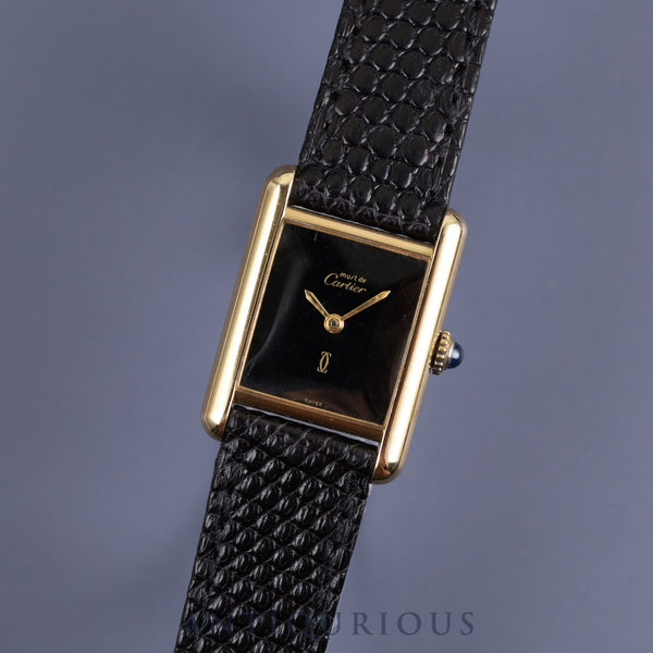 カルティエ マストタンク SM 手巻き Cal.78-1 SV925 革 純正尾錠 (GP) ブラックオニキス文字盤 1976年頃~1980年代初期頃 オーバーホール済み