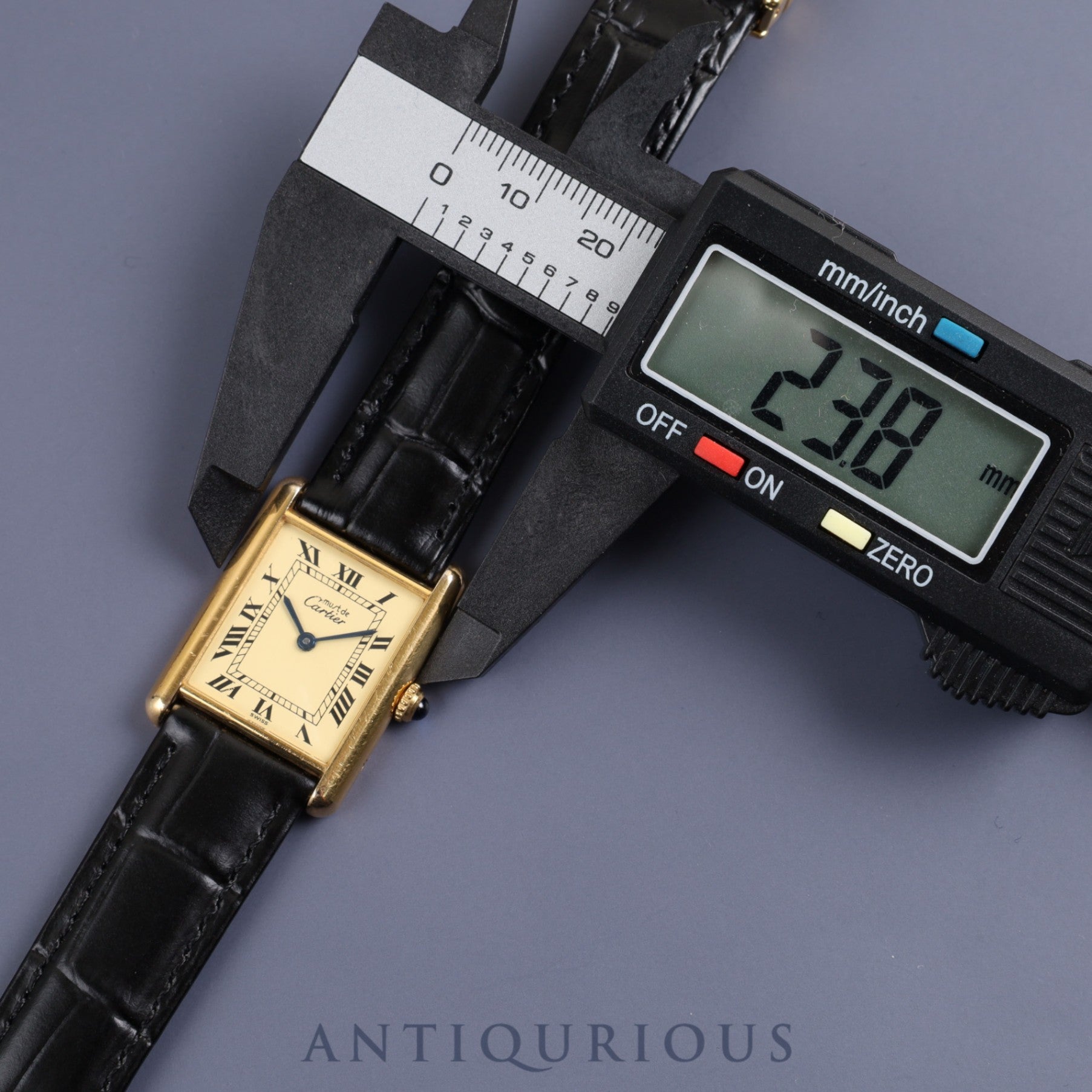 Cartier Must Tank LM W1002754 / 1615 Quartz Cal.90 925 Leather Genuine D-buckle Ivory Roman Overhauled