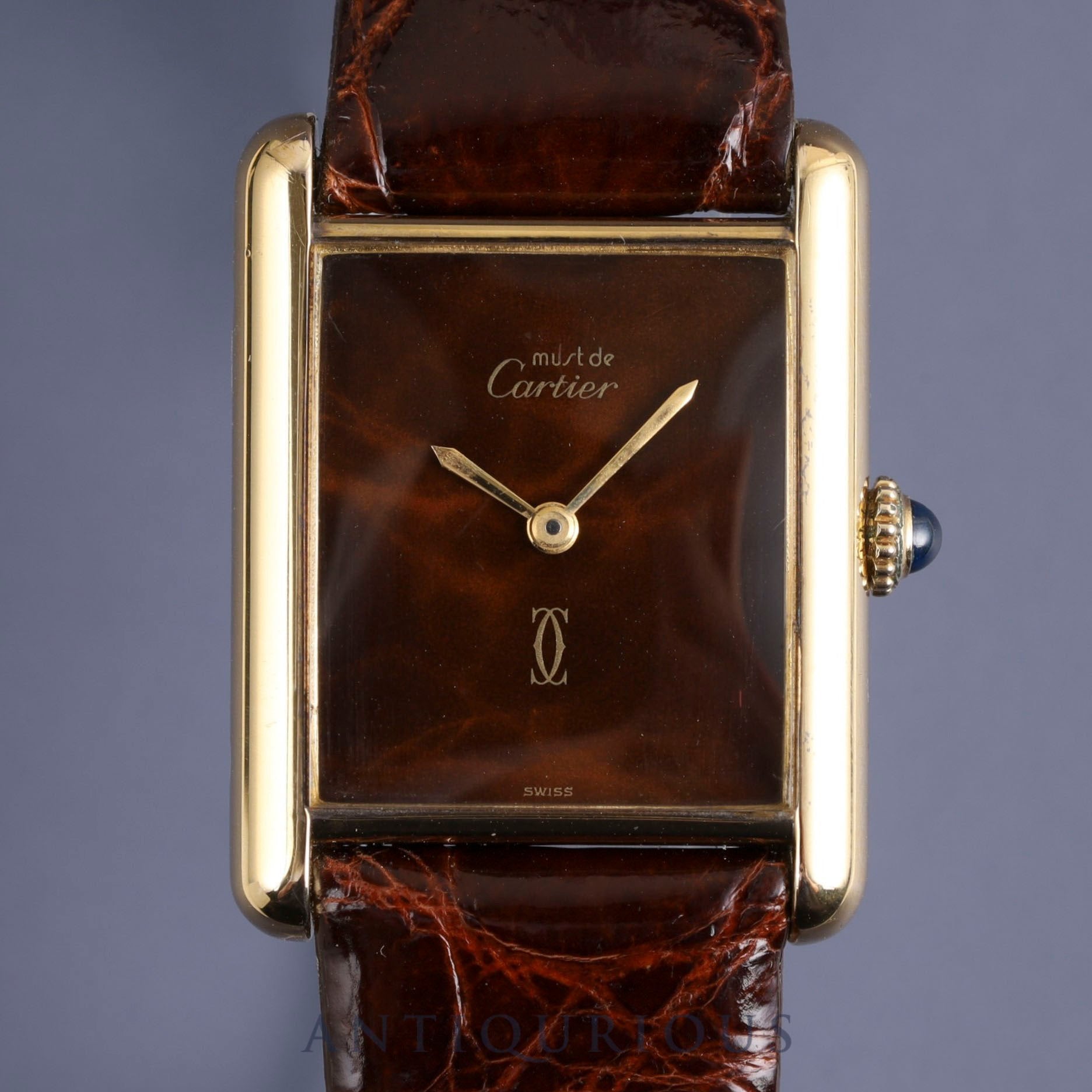 Cartier Must Tank LM Manual winding Cal.78-1 SV925 Leather Genuine buckle (GP) Mahogany dial Overhauled